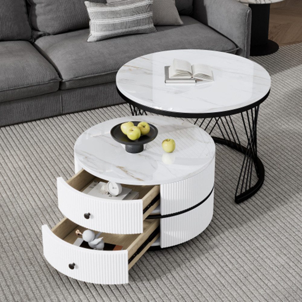 XDeer Couchtisch 2-teiliges Couchtisch-Set,Runde Tische mit günstig online kaufen
