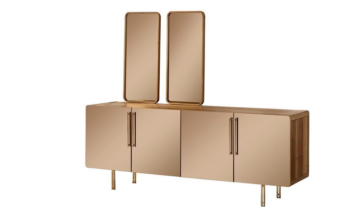 JVmoebel Sideboard Sideboard 2x 2x / Kommoden Kommode In Spiegel Garnitur Luxus mit Made Anrichte Europe Spiegel), Holz (Sideboard