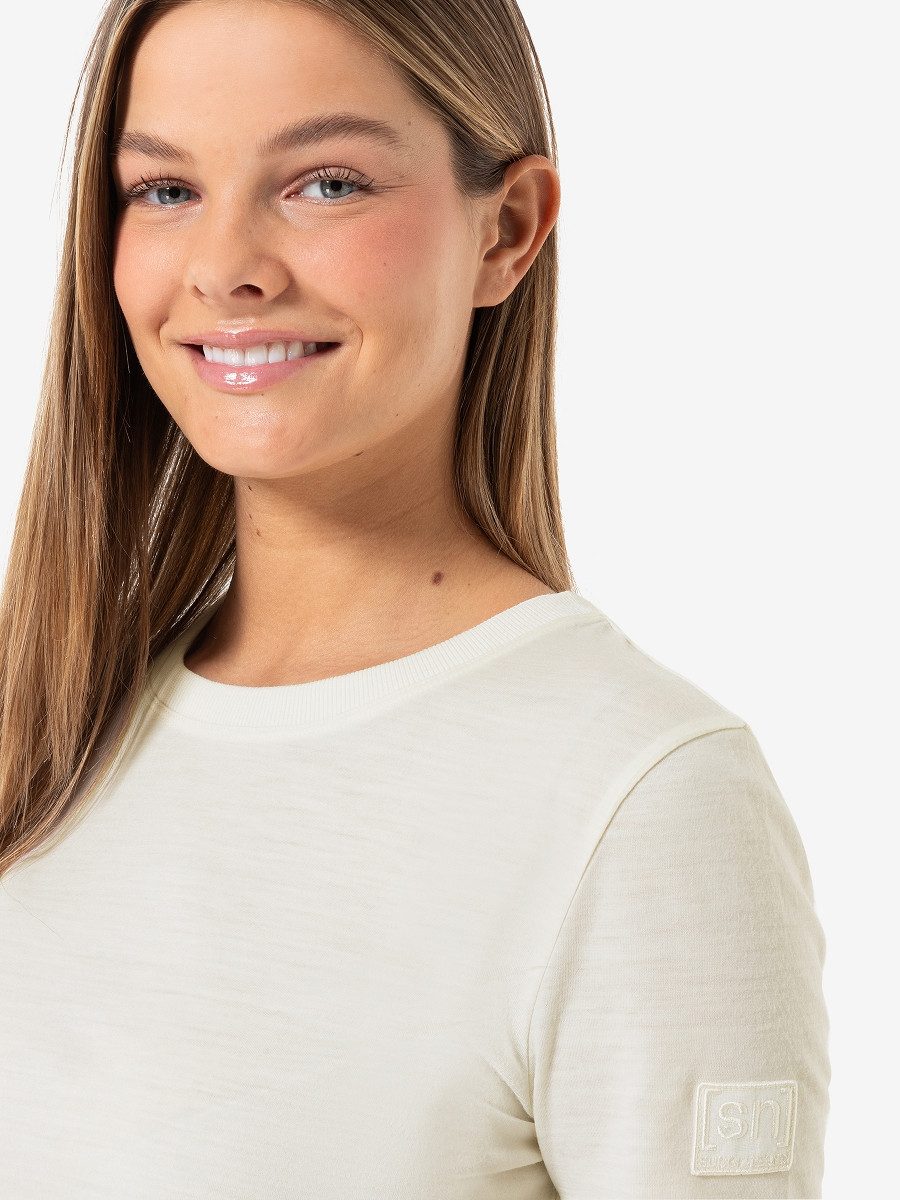 SUPER.NATURAL T-Shirt für Damen, nachhaltig, Merino CASUAL RIB BIO J TEE casual, gerippter Kragen