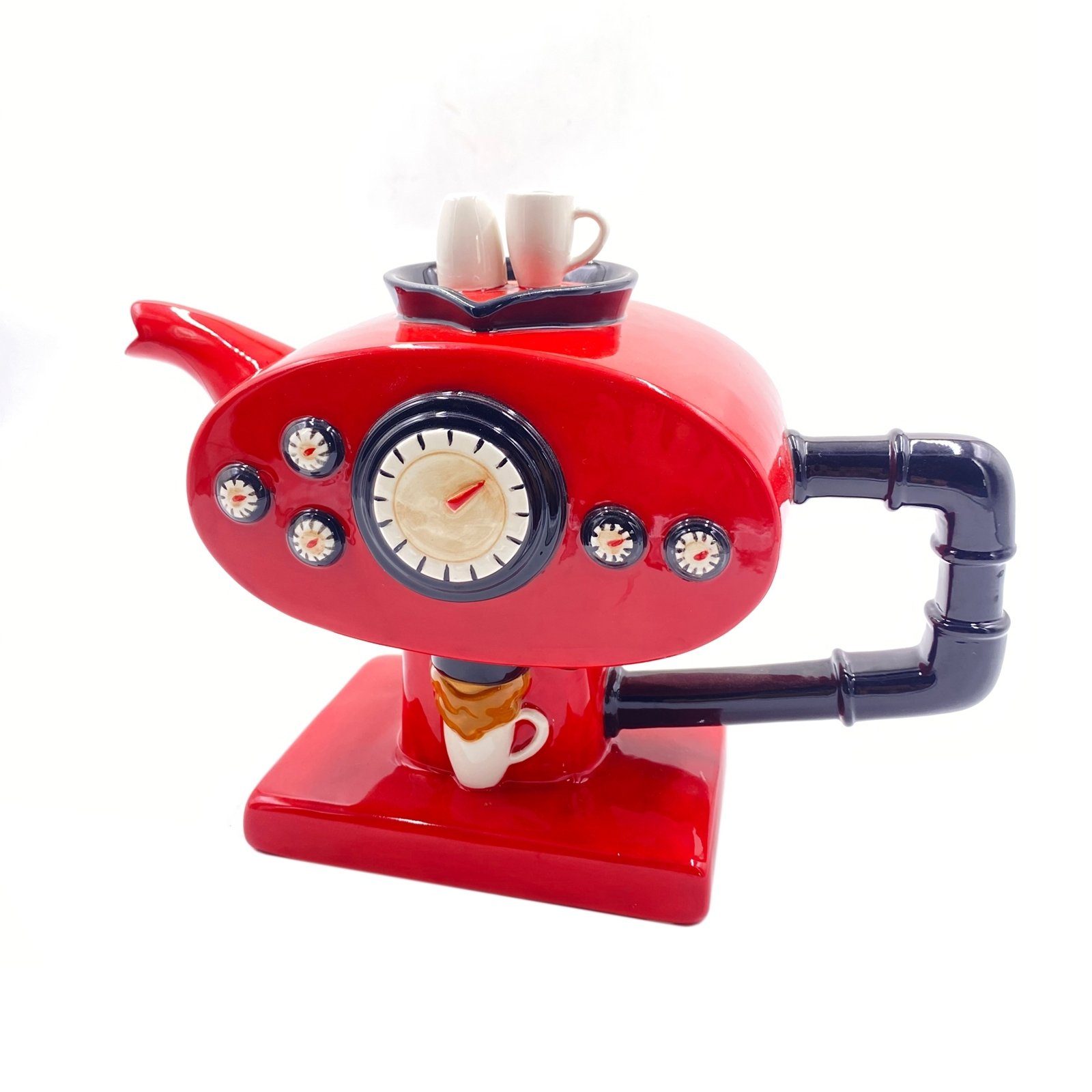 Jameson + Tailor Teekanne Design-Kanne Espressomaschine Rot, 1 l, (Stück,  Stück), Teekanne Porzellan
