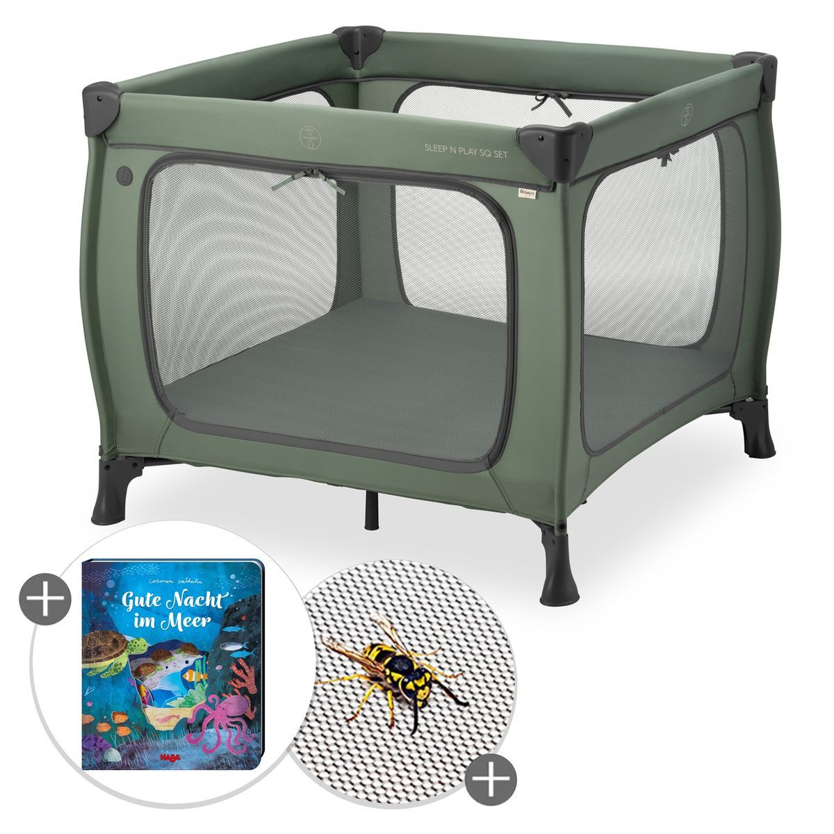Baby-Reisebett Sleep N Play SQ Set - Dark Green