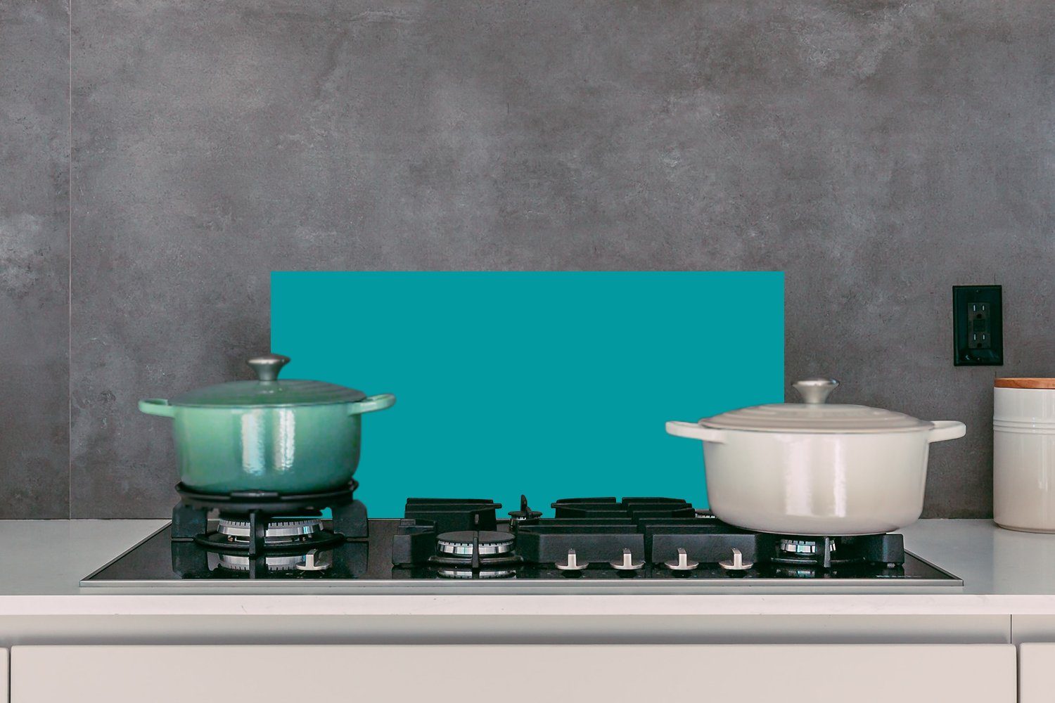 Wandschutz, 60x30 Blau - (1-tlg), Küchen gegen MuchoWow für cm, Schmutzflecken Küchenrückwand Unifarben, Fett und