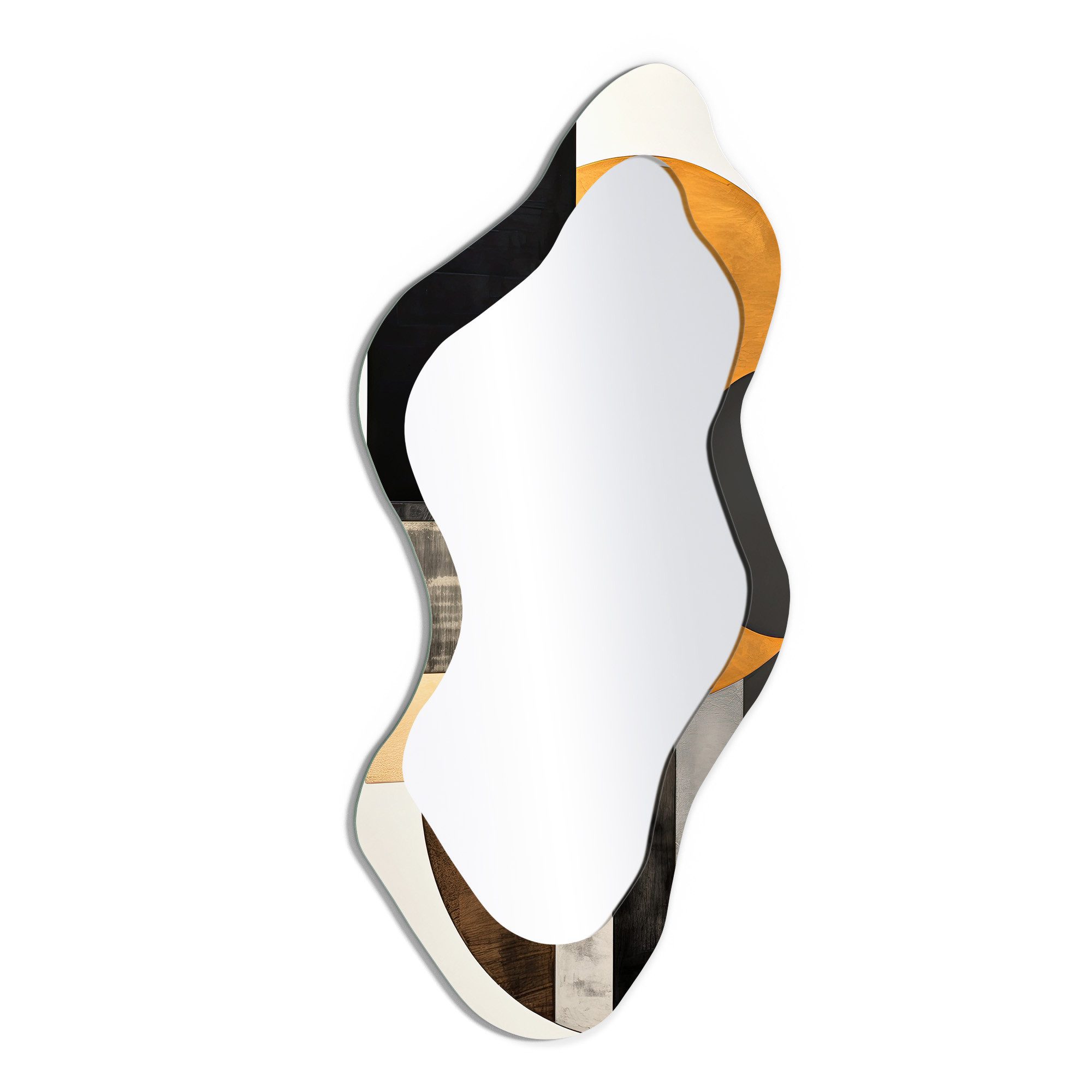 DEQORI Wandspiegel 'Kreise im System', Spiegel organisch geformt selbstklebend Wand Wohnzimmer Flur groß XXL