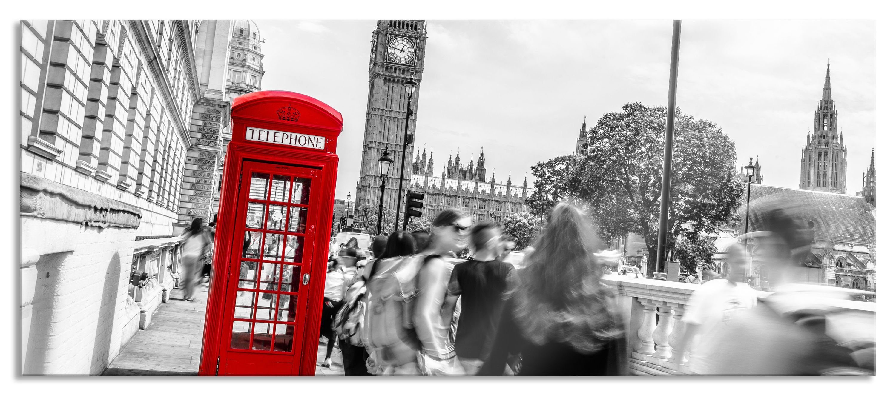 Pixxprint Glasbild Typische Telefonzelle in London, Typische Telefonzelle in London (1 St), Glasbild aus Echtglas, inkl. Aufhängungen und Abstandshalter | Bilder