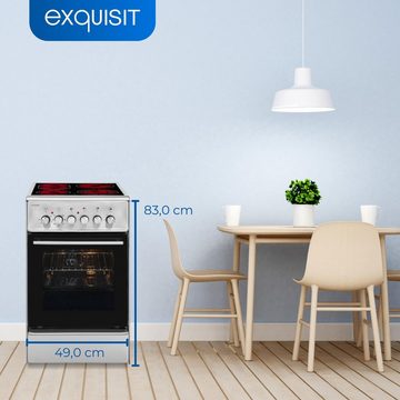 exquisit Elektro-Standherd ECM 8-4.1 BZ, Heißluft, 2-Kreisbräter & Bräterzone ideal für flexibles Kochen