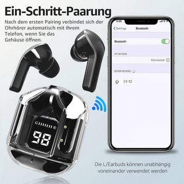 VSIUO wireless In Ear Kopfhörer, Bluetooth Kopfhörer Sport-Kopfhörer (Kabellose Kopfhörer Bluetooth 5.3 Stereo HiFi-Kopfhörer, LED Anzeige 25 Std IPX7 Wasserdicht Wireless Earbuds Mini Ladebox)