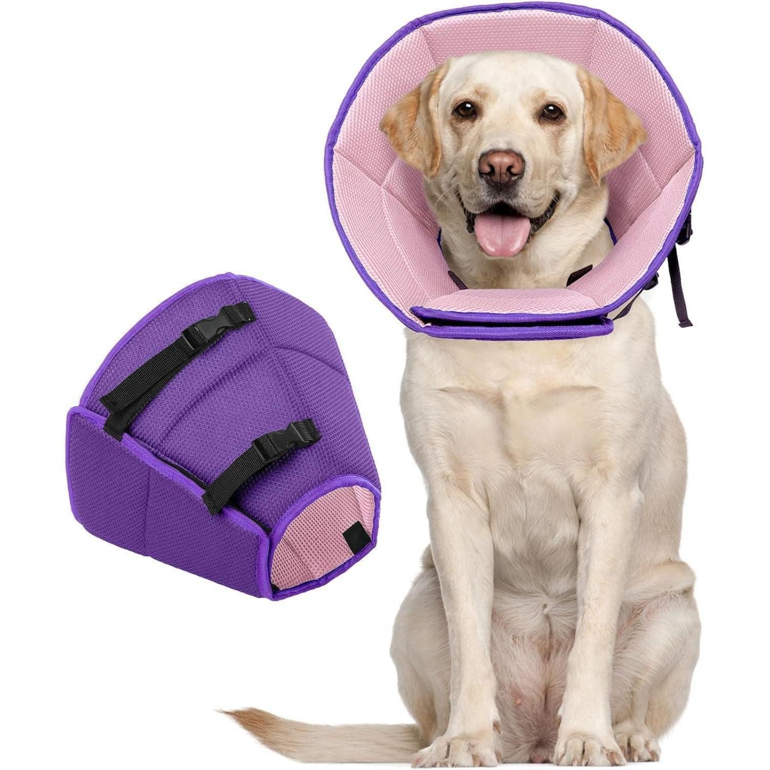 Kuoser Schutzkragen Verstellbare Halskrause Leckschutz Hund Lila Gr. L 34-44cm