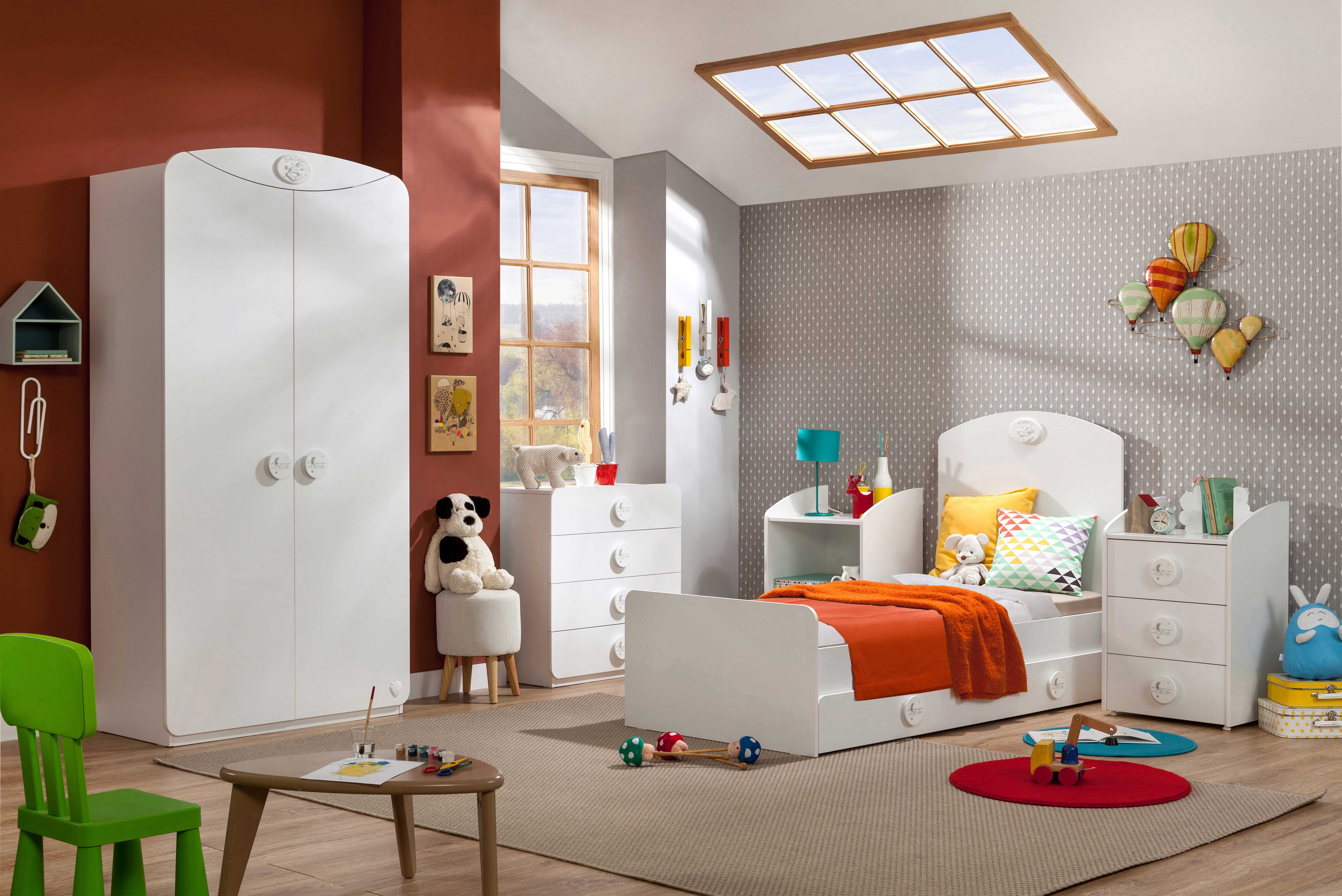 Furniture Time Baby Room Complete Set BABY COTTON 4-piece: Wardrobe, Crib, Chest of Drawers, Wall Shelf