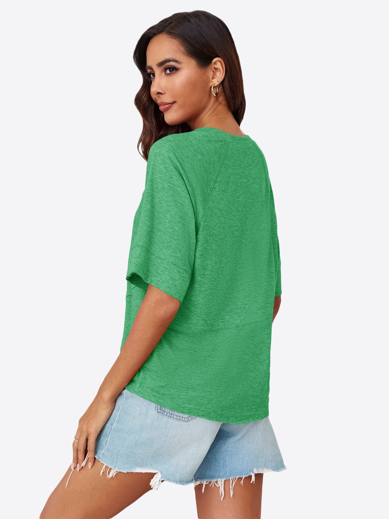 Imily Bela T-Shirt Damen Halbärmeliges Hemd mit Rundhals (Packung, 1-tlg., 1per-Pack) in Unifarbe