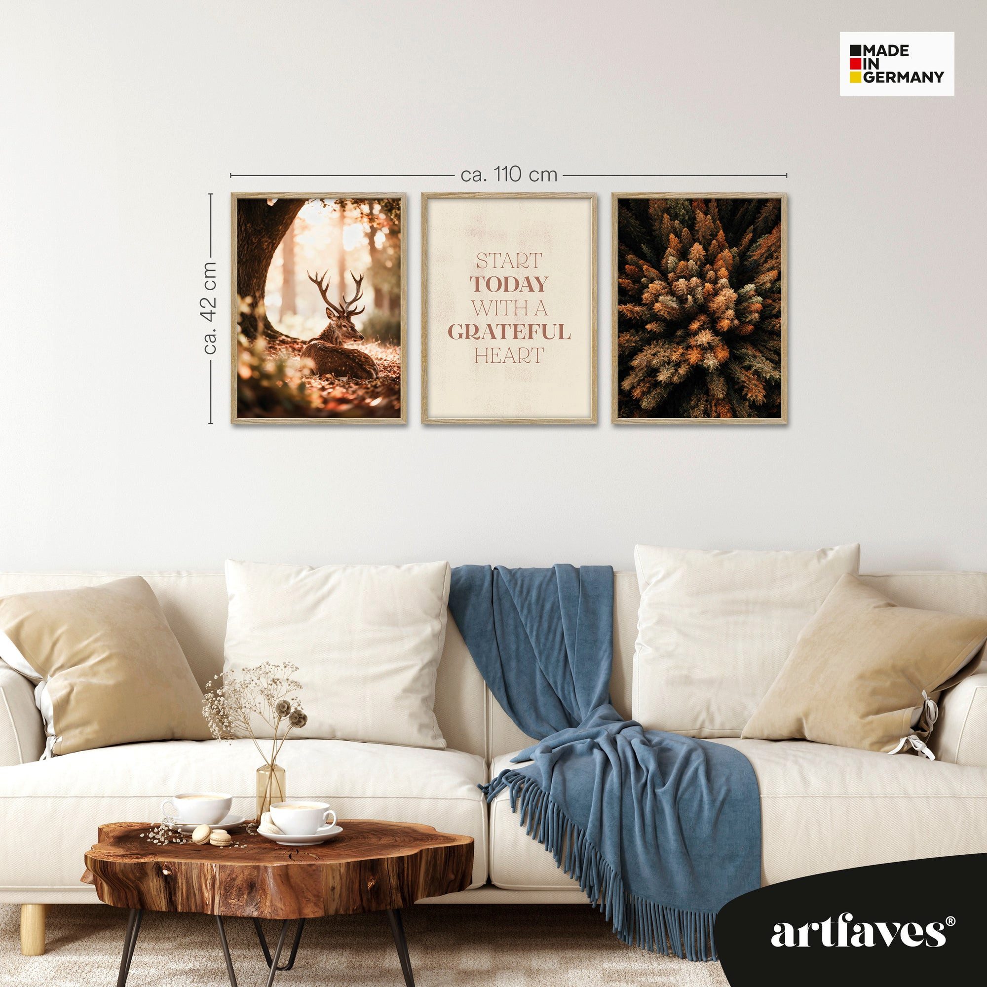 ARTFAVES Bilder-Collage Poster Set - Herbst Wald - 3 Deko Wandbilder, (Wand günstig online kaufen