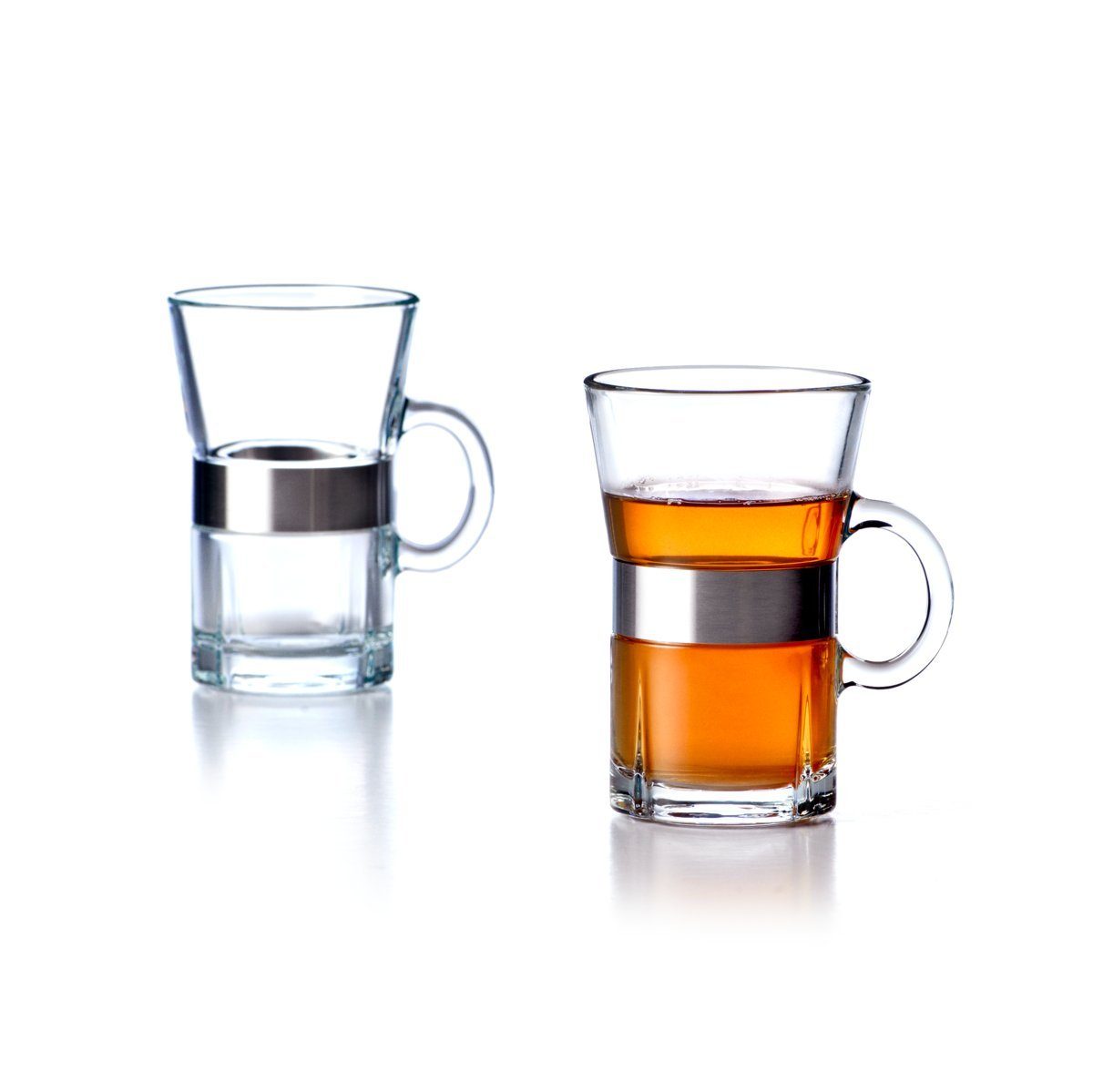 Rosendahl Thermoglas Grand Cru; Hot Drink Glas mit Henkel im 2er Set, bleifreies Glas, Edelstahl