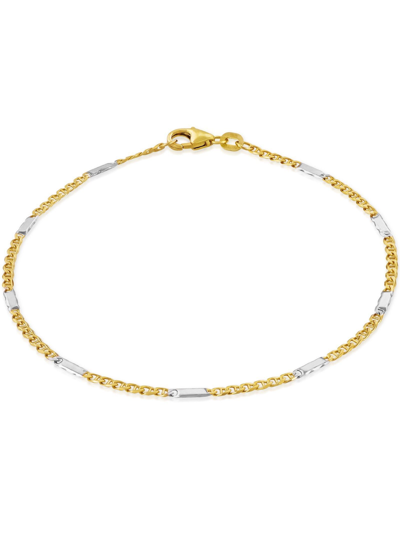 Goldarmband Armband Panzersteg Gold Rhodiniert 1,9mm 585 Echtgold (14 Karat)