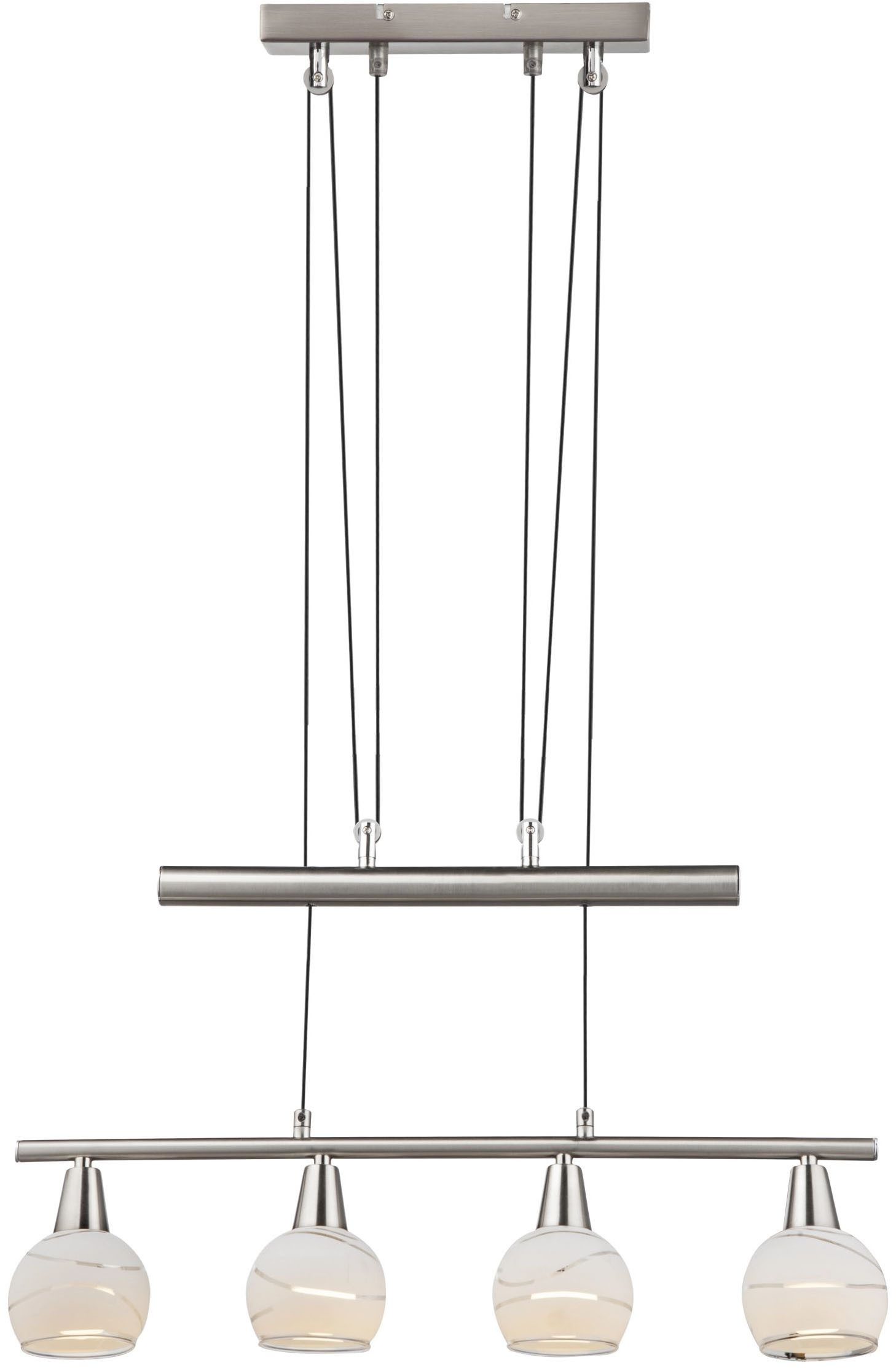 Pendellampe Elliott, Länge 60 cm, nickel matt, Metall/Glas günstig online kaufen