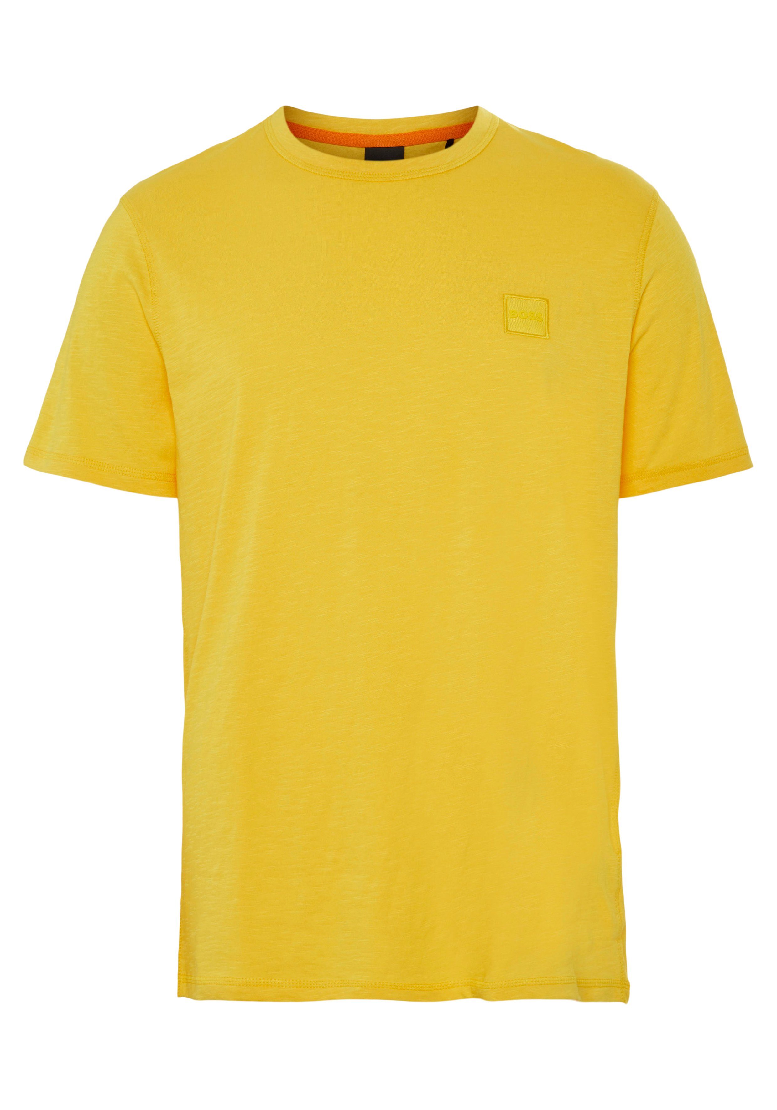 Tegood light_pastel_yellow Overlock-Nähten (Packung) ORANGE T-Shirt mit BOSS verziert