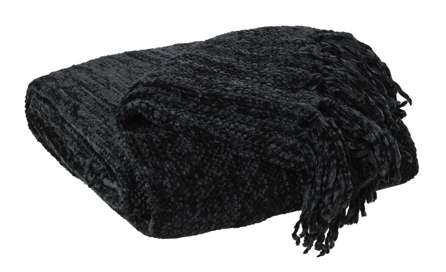 Wohndecke Wohnplaid, Schwarz, B 130 cm, L 180 cm, Home4You günstig online kaufen