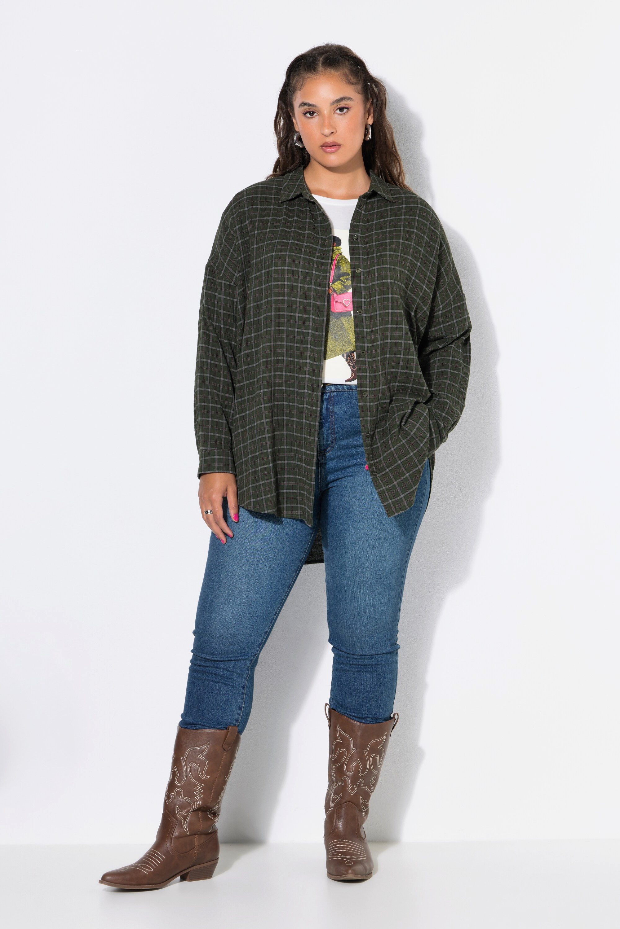 Studio Untold Hemdbluse Musselin Karobluse oversized Langarm