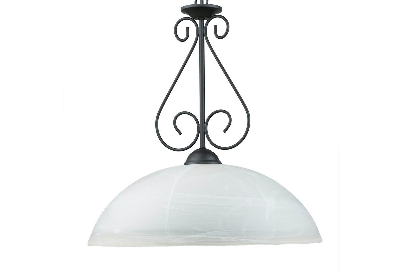 Licht-Erlebnisse Pendelleuchte ATHEN, ohne Leuchtmittel, Hängeleuchte Weiß Schwarz E27 Ø 40 cm Glas Metall Hängelampe
