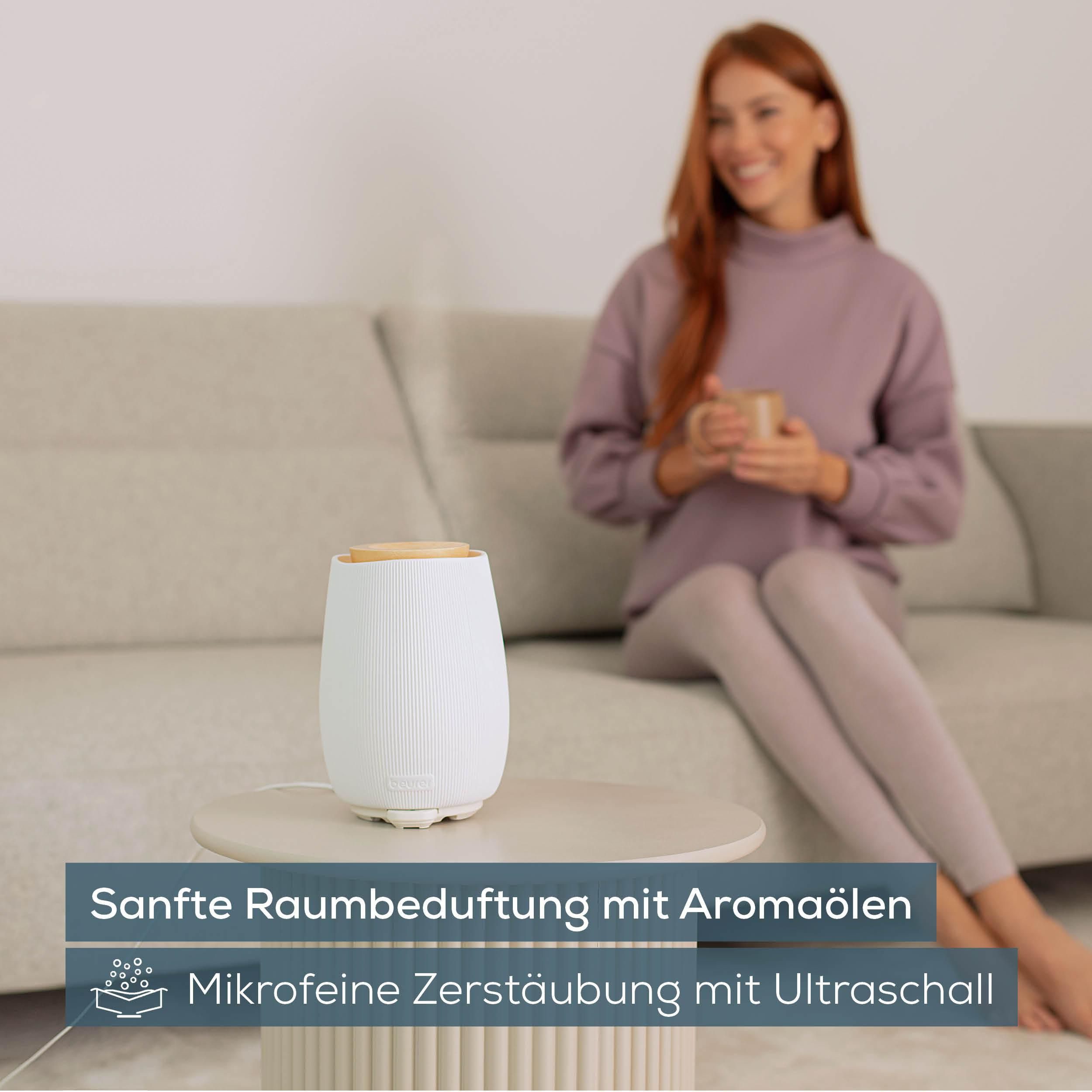 BEURER Diffuser LA 45 Aroma Diffuser mit zweistufiger Vernebelung, 0,14 l Wassertank, Elegantes Design, zur Raumbeduftung mit Aromaölen geeignet