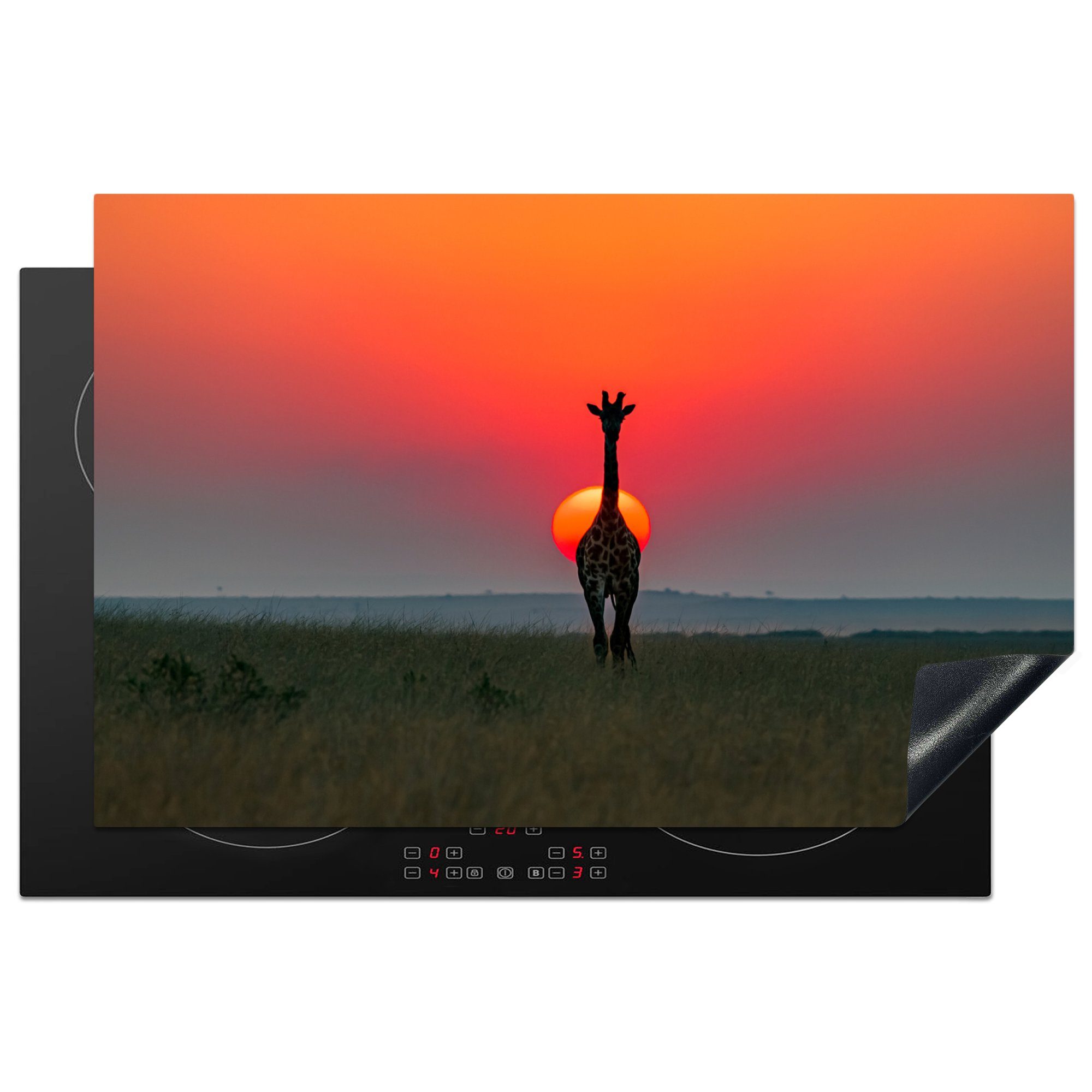 MuchoWow Herdblende-/Abdeckplatte Giraffe - Sonne die Himmel, Schutz Induktionskochfeld Vinyl, küche, tlg), (1 - cm, 81x52 Ceranfeldabdeckung für