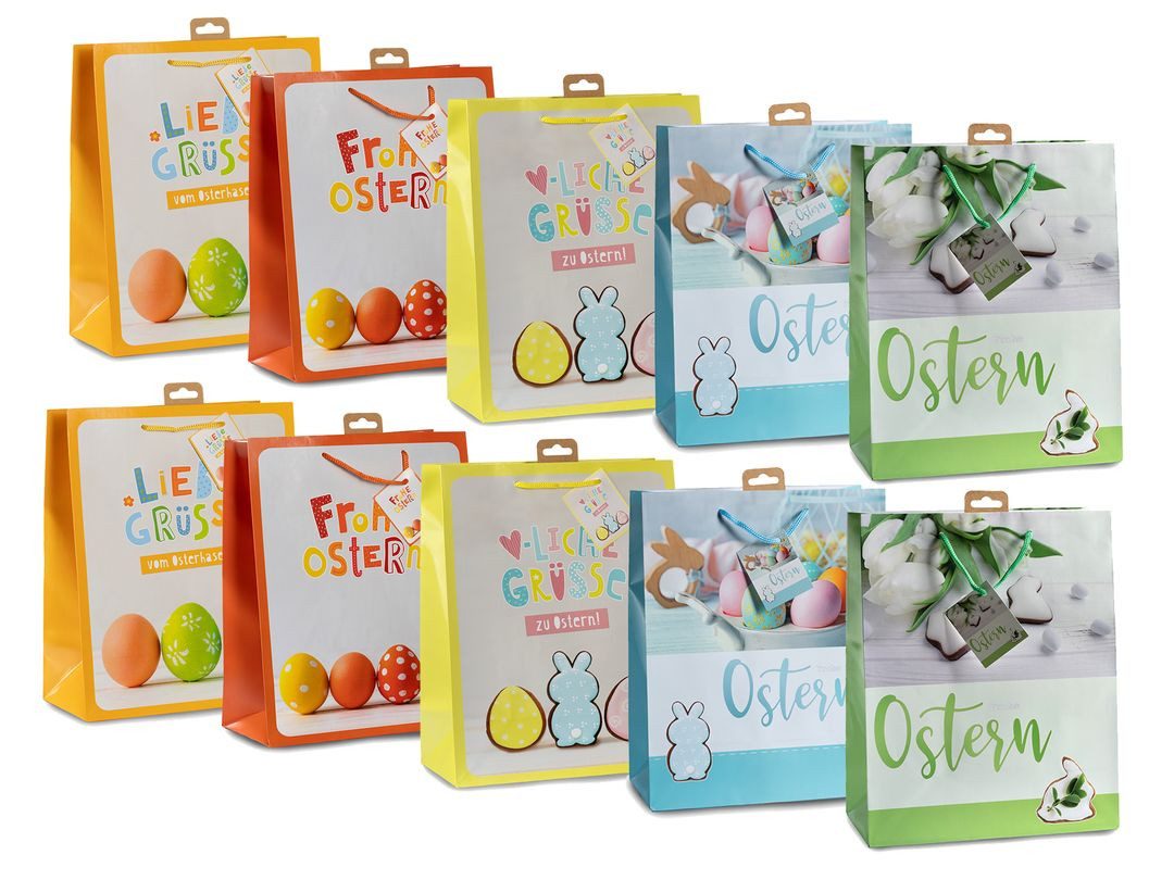 laro Geschenkbox Geschenktüten mit Henkel Large/Groß Ostern Bunt Eier 10-100stk (10 St)