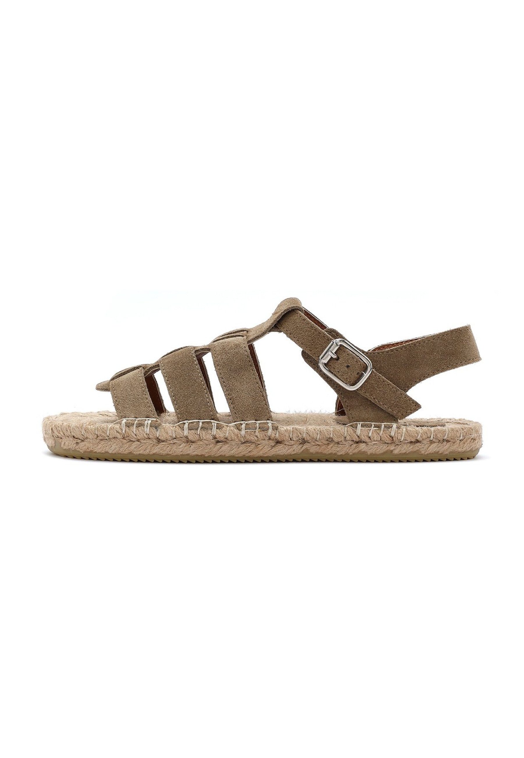 Derimod Wildleder Sandalen Espadrille Lederfutter, TPU Sohle, Absatz 2 cm