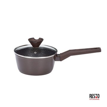 RESTO Kitchenware Kasserolle CARINA, Geschmiedetes Aluminium (2, 2-tlg), Saucepan, mit Glasdeckel, mit vierschichtigen Marmor Antihaftbeschichtung, im Geschenkkarton, Ø16 h=7.5 cm 1.5 L