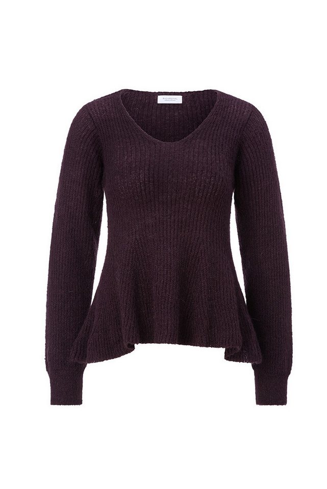 RICHROYAL Wollpullover V-neck Peplum Sweater mulberry