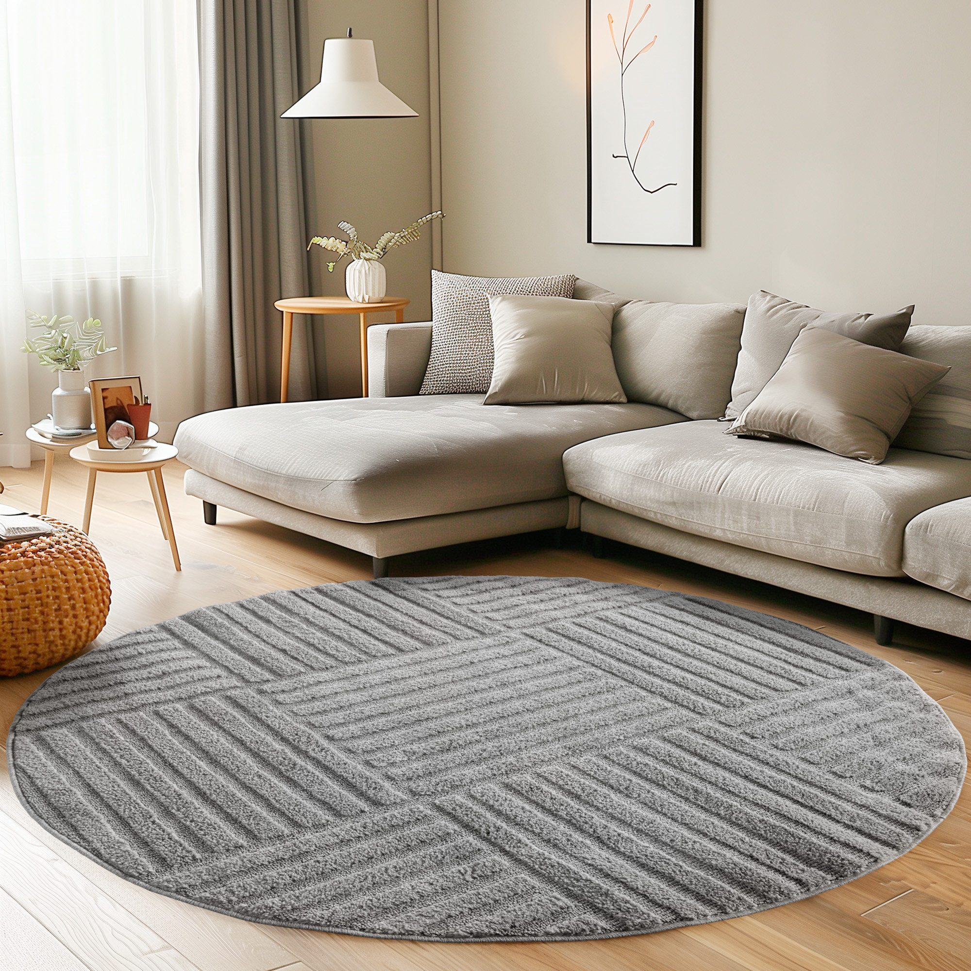 Carpettex Designteppich Skandinavischer Boho, Rund, Höhe: 8 mm, Teppich Wohnzimmer, Schlafzimmer, Gästezimmer