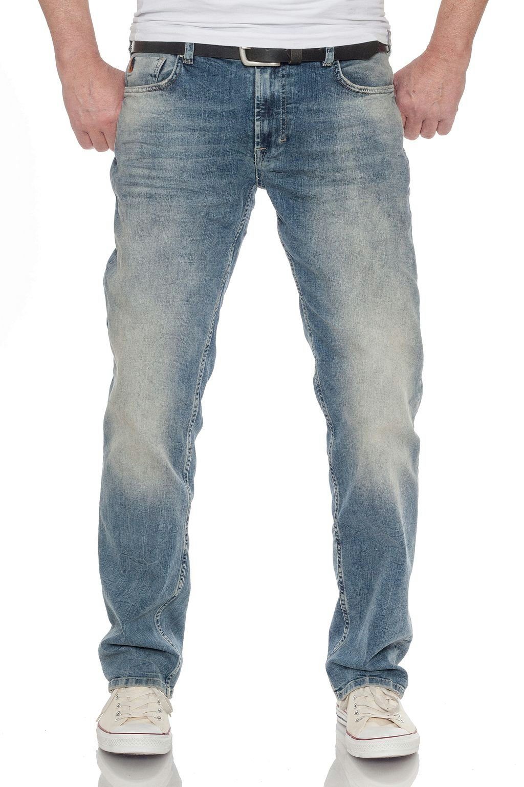 Miracle of Denim Straight-Jeans M.O.D Comfort Thomas stonewashed mittelblau Blue Alava