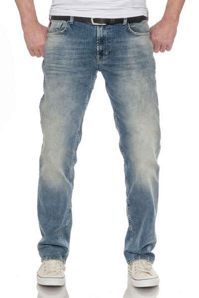 Miracle of Denim Straight-Jeans »M.O.D Thomas Comfort Alava Blue« mittelblau stonewashed