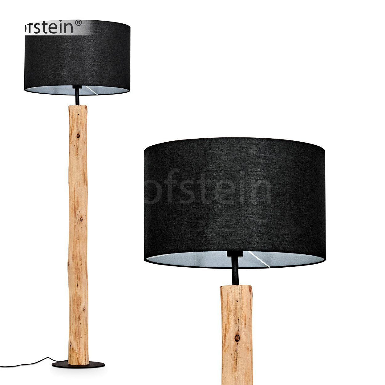 hofstein Stehlampe Stehlampe aus Holz/MetallStoff in Natur/Schwarz/Weiß, oh günstig online kaufen