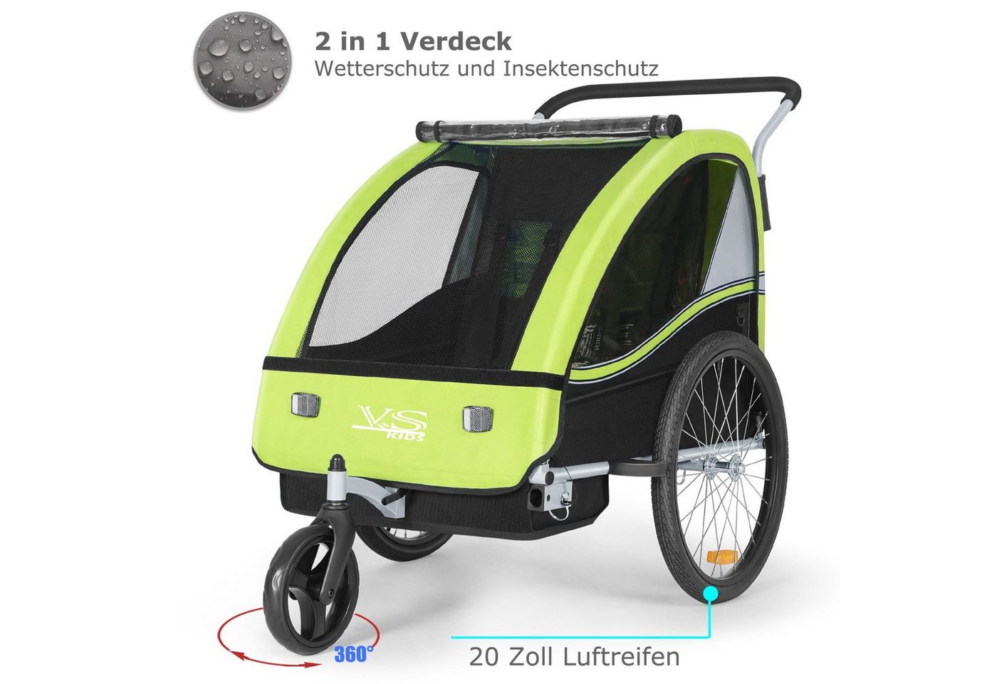 Thumbnail - TIGGO Fahrradkinderanhänger TIGGO VS Kinderfahrradanhänger 2 in 1 Kinderanhänger Fahrradanhänger, für 1-2 Kinder geeigne...