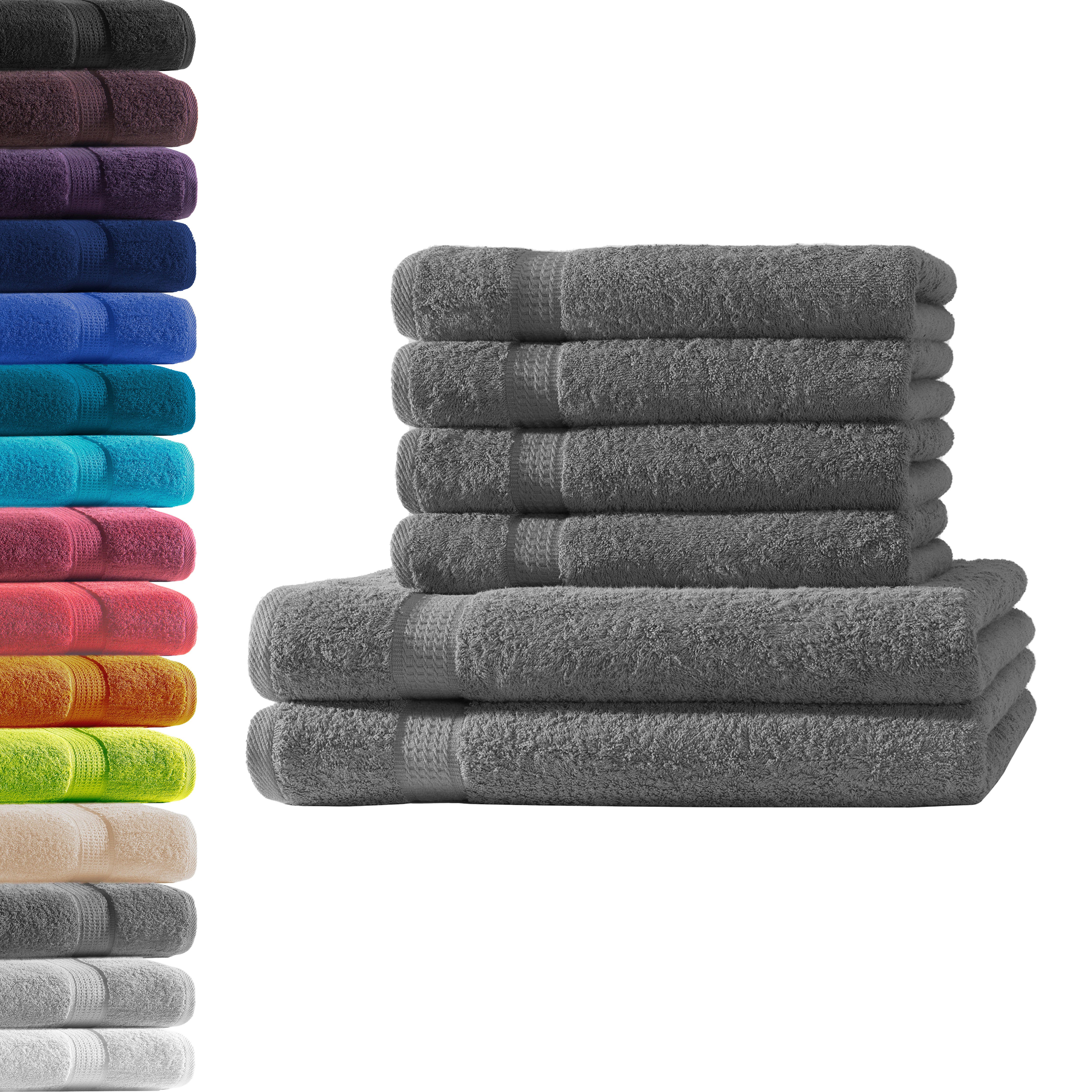 Hometex Premium Textiles Handtuch in Premium Qualität 500 g/m², Feinster Frottier-Stoff 100% Baumwolle, 2x Duschtuch + 4x Handtuch, weich, saugfähig, extra schwer & flauschig