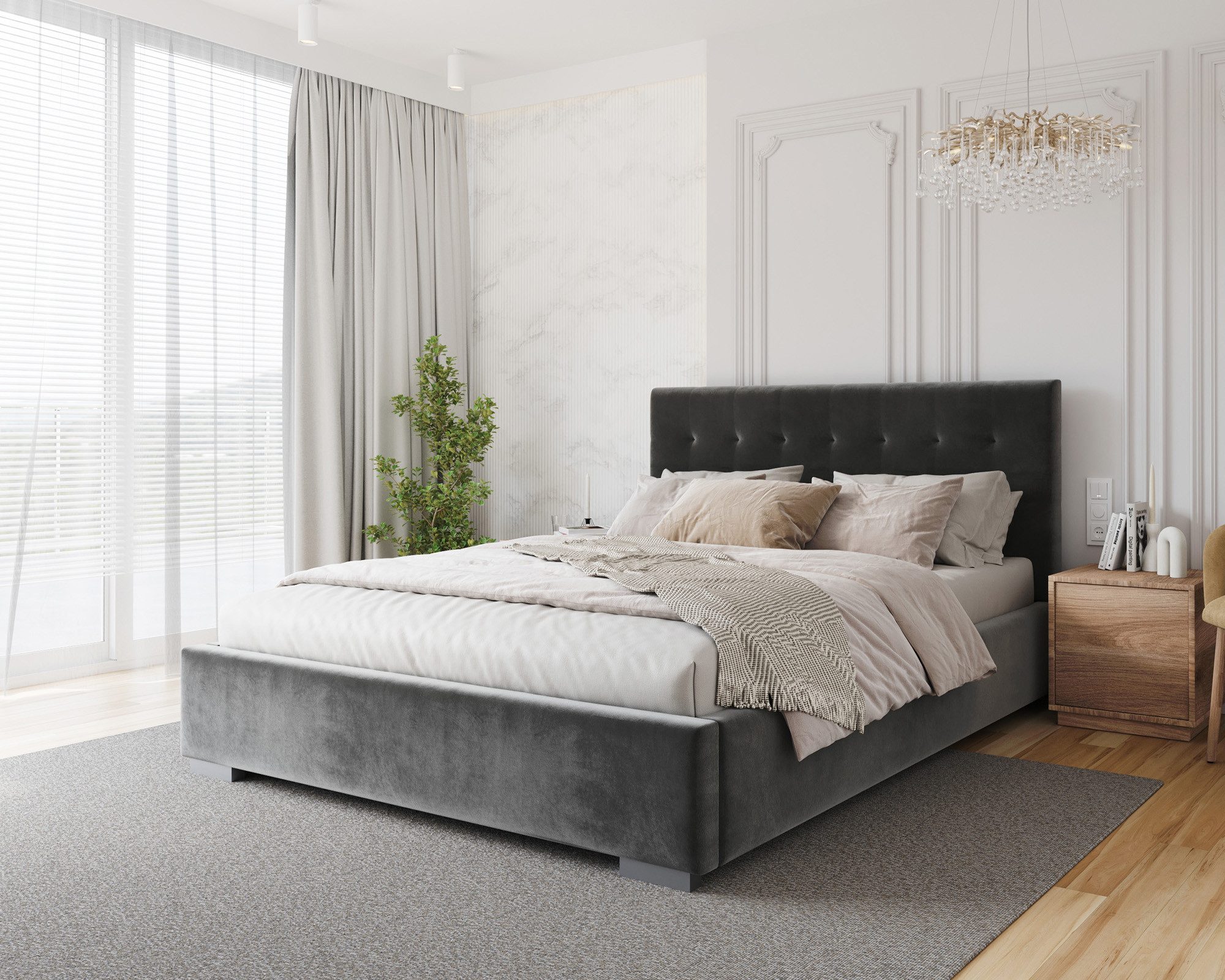 thematys Polsterbett Samt Velours Bett mit Bettkasten & Lattenrost, 120x200 günstig online kaufen