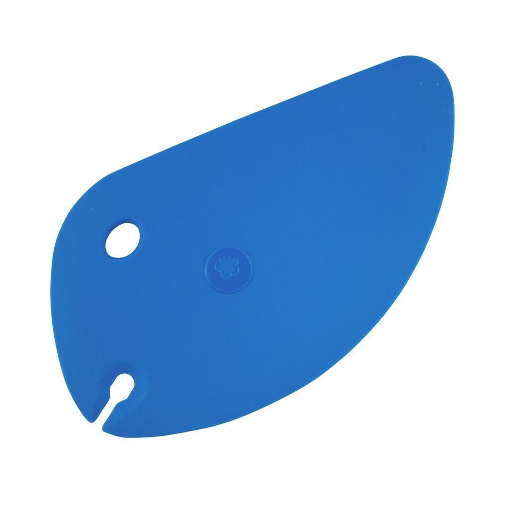 Kochblume Teigschaber Teigkarte, mit Aussparung für Knethaken hellblau