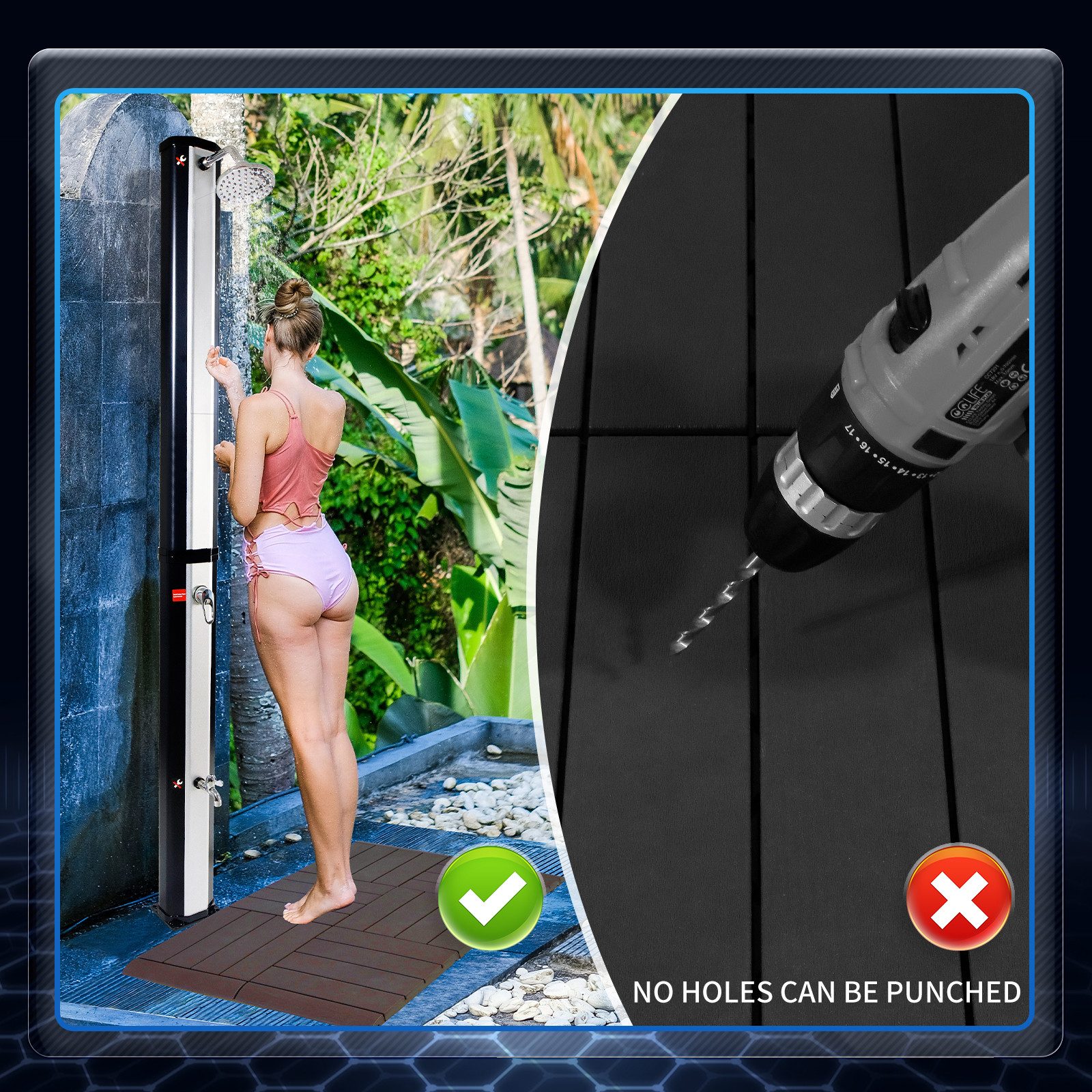 CCLIFE Solardusche Gartendusche Solardusche mit Bodenplatte günstig online kaufen