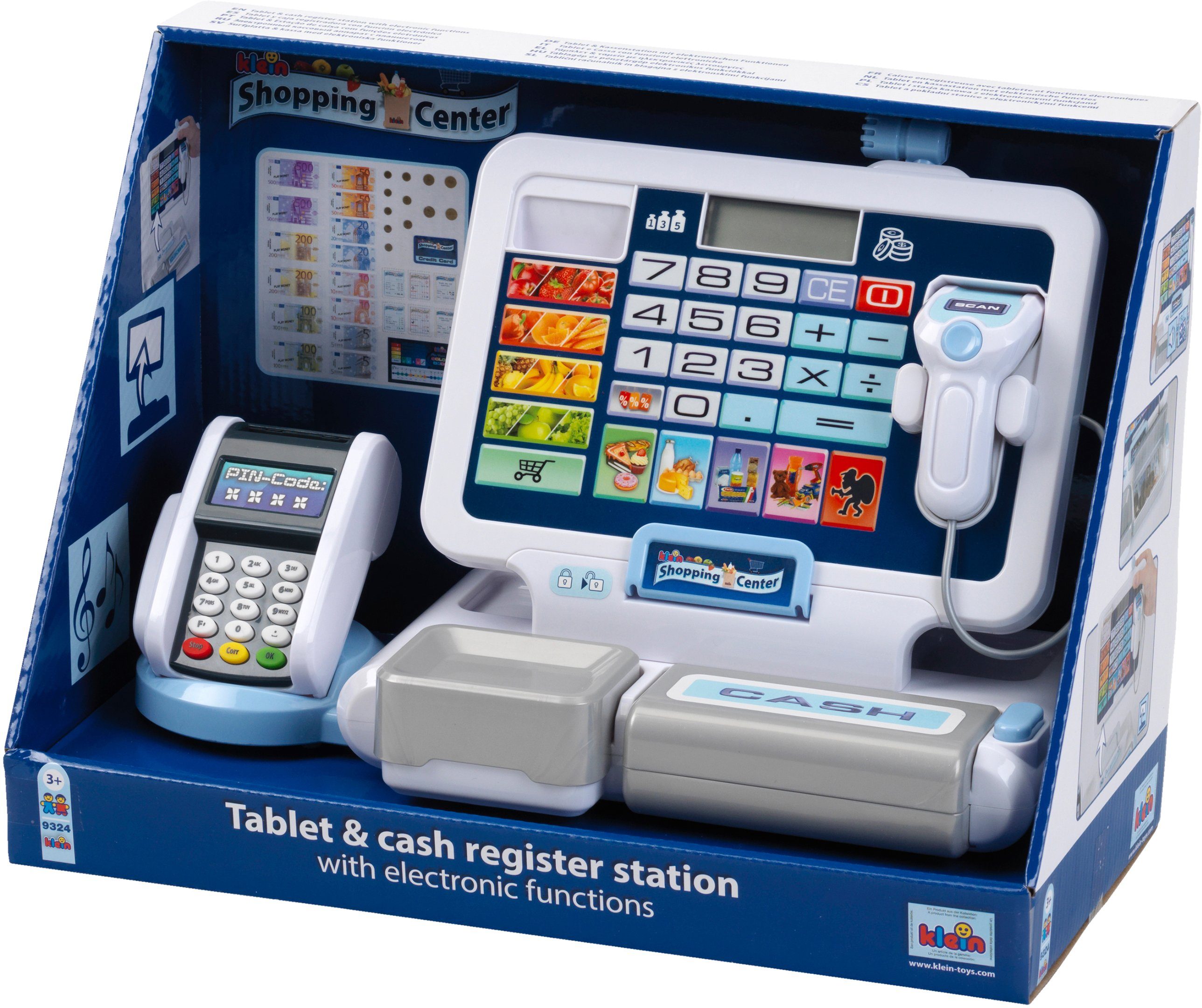 Klein Spielkasse Shopping Center Tablet & Kassenstation, mit elektronischen Funktionen