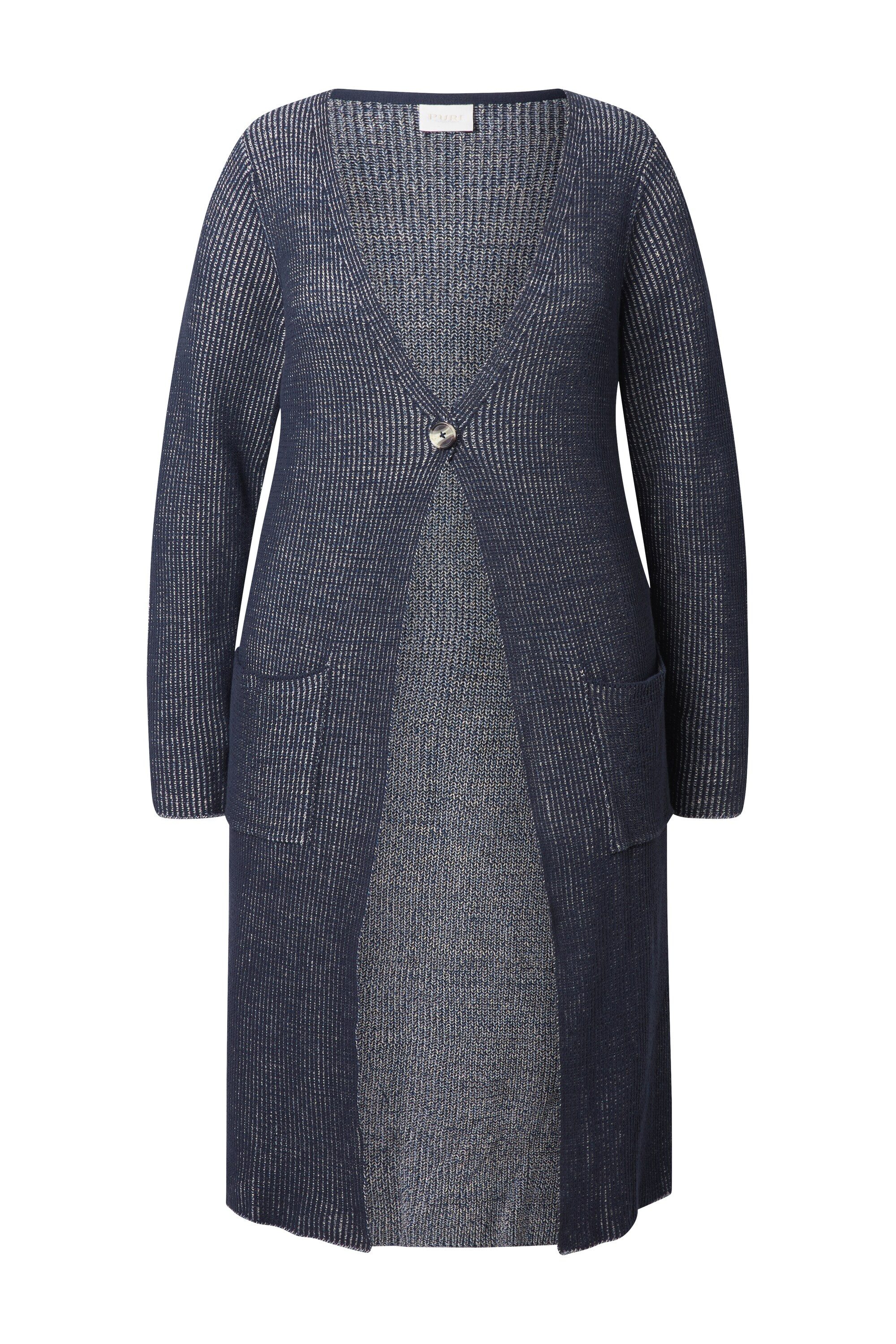 Ulla Popken Strickjacke Lang-Strickjacke Rippstrick V-Ausschnitt günstig online kaufen