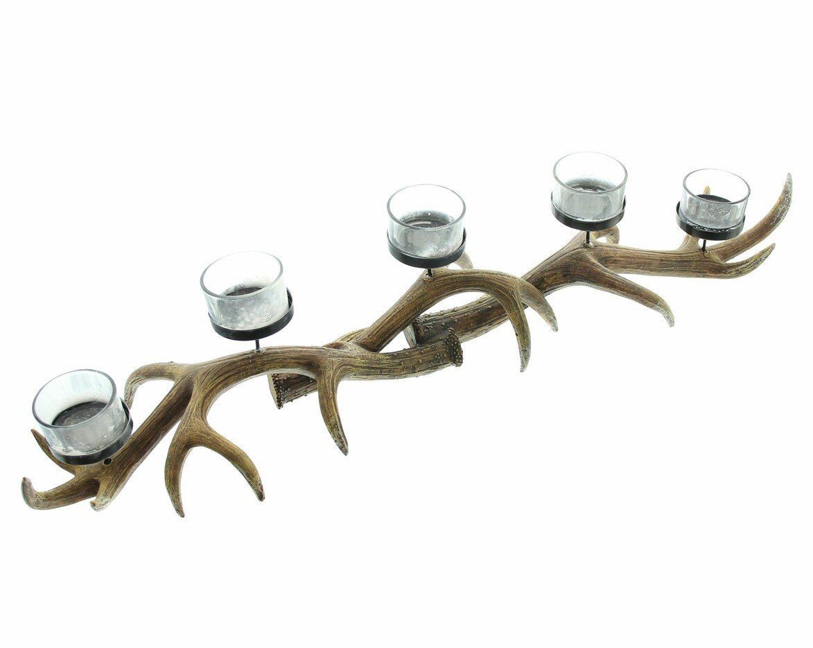 Kerzenhalter Kerzenhalter Geweih Teelichthalter Kerzenhalter Hirsch Dunkelbraun