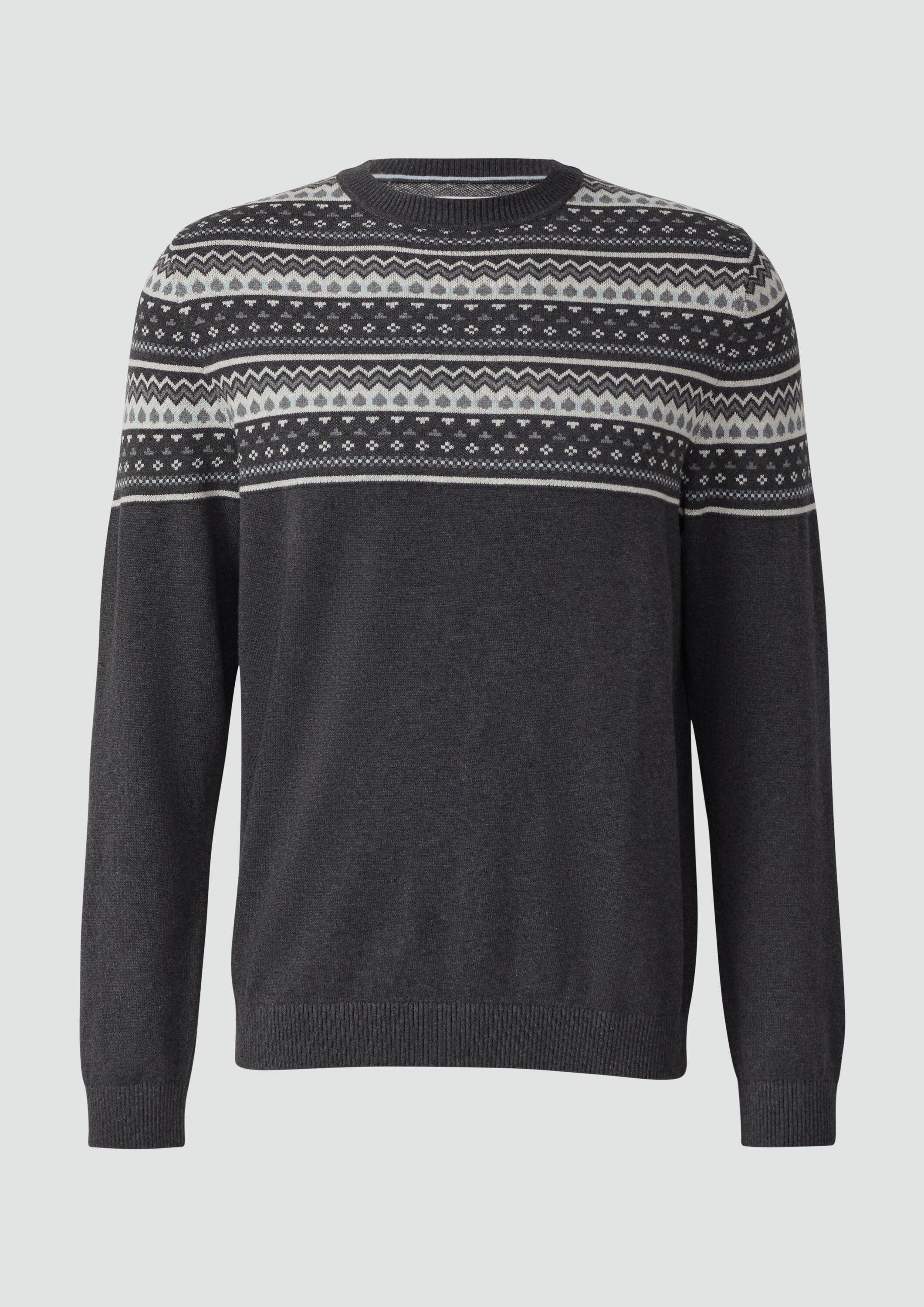 s.Oliver Longpullover Strickpullover Baumwollpullover mit Norwegermuster