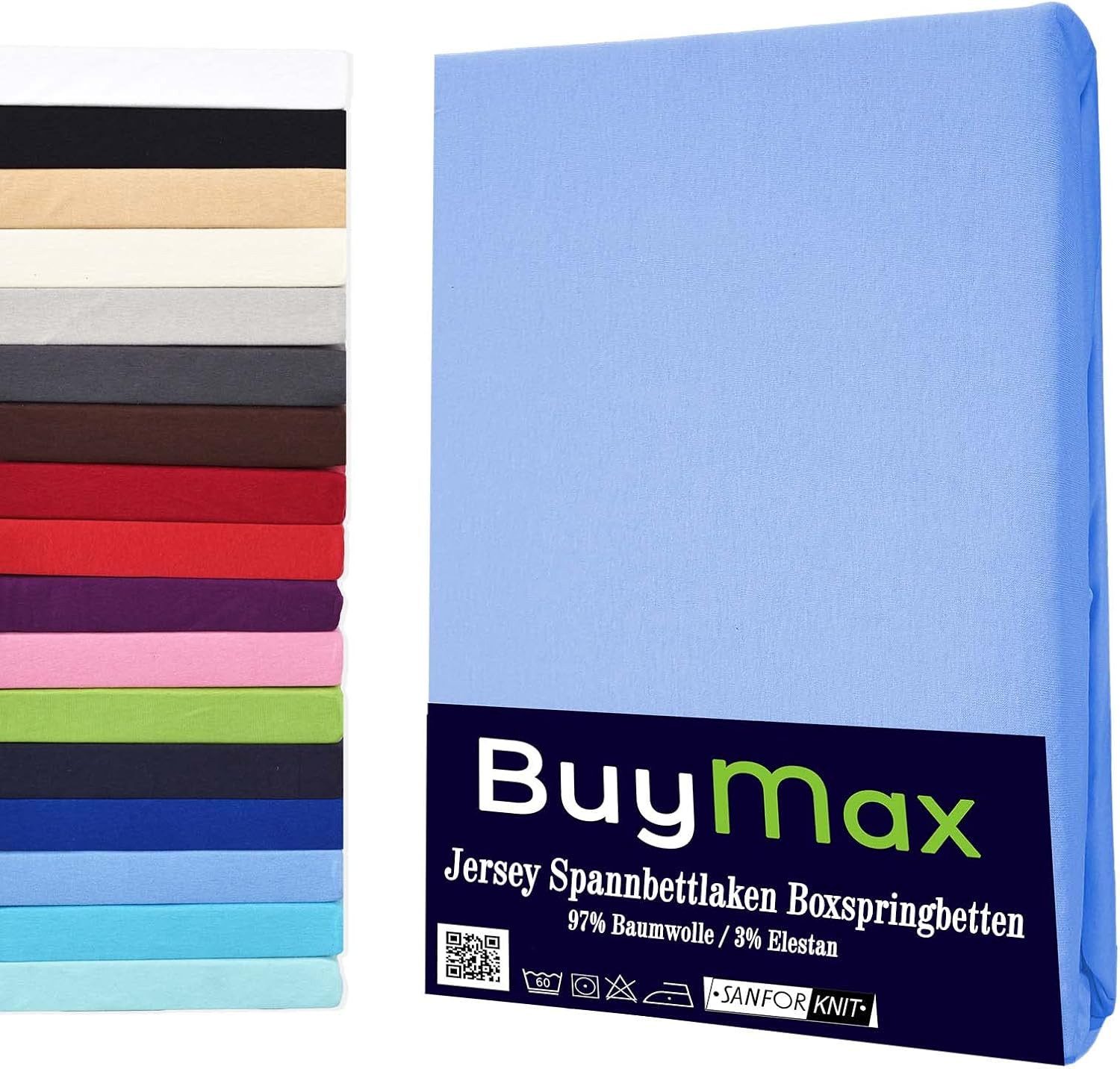 Buymax Spannbettlaken Wasserbett Spannbettlaken für Boxspringbetten Matratzen bis 35 cm Höhe, Jersey, Gummizug: Rundumgummi, (1 Stück), Spannbetttuch 97% Baumwolle, 3% Elasthan, atmungsaktiv, 40 cm Steghöhe