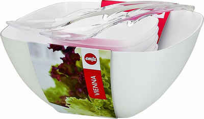 Emsa Salatschüssel VIENNA, Salatschalen Set mit Salatbesteck, vielseitig, platzsparend, aus robustem Kunststoff, (Spülmaschinenfest, 6-tlg), Salatschüsseln Schüssel Servierschüssel Schälchen Servierschale