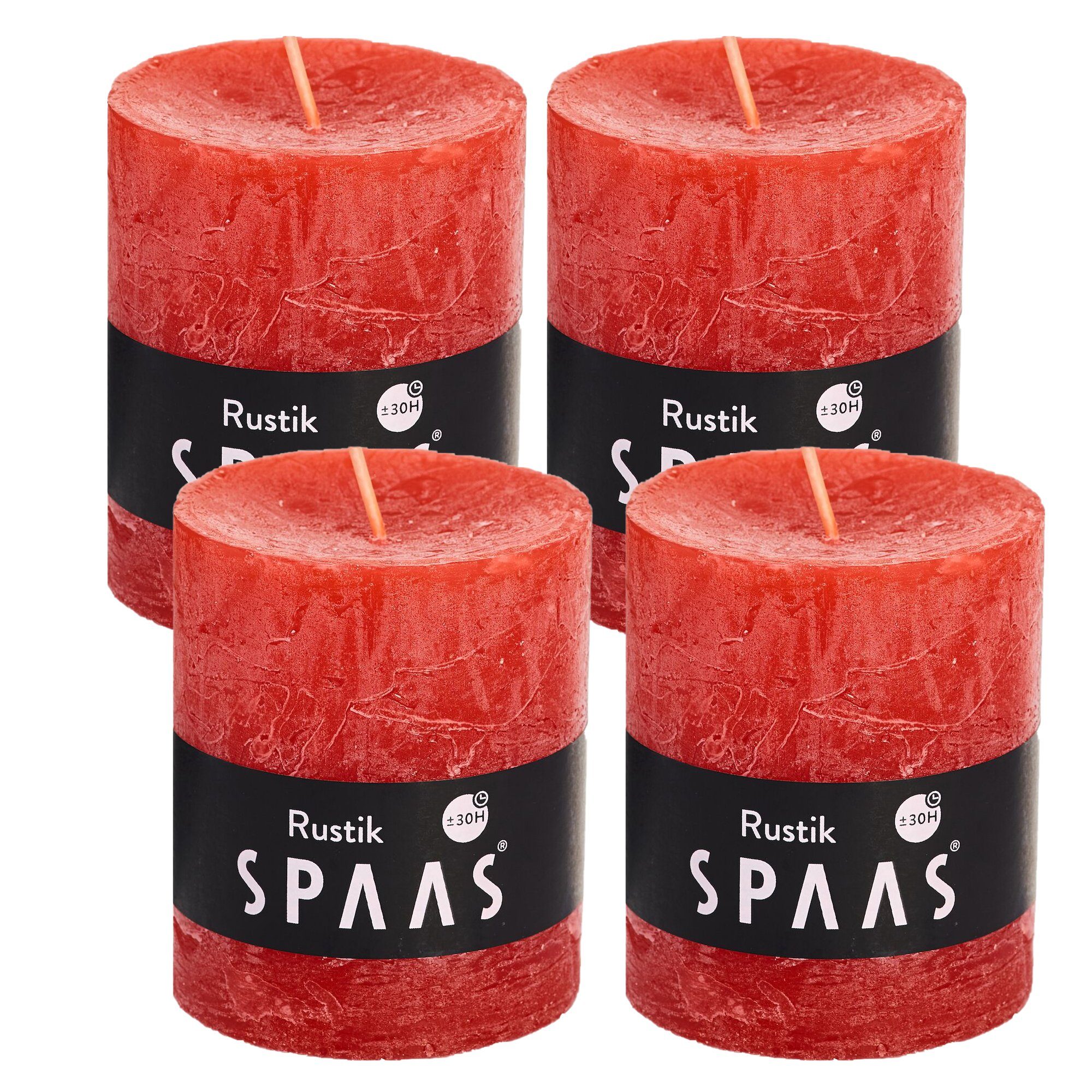 Spaas Stumpenkerze Rustikale Stumpen Kerze 68/80 mm - 9 Farben - Vorteilspack (Rustikal Stumpen Kerze in Vorteilpackung, Schönes Geschenk für Weihnachten), Rustikale Optik