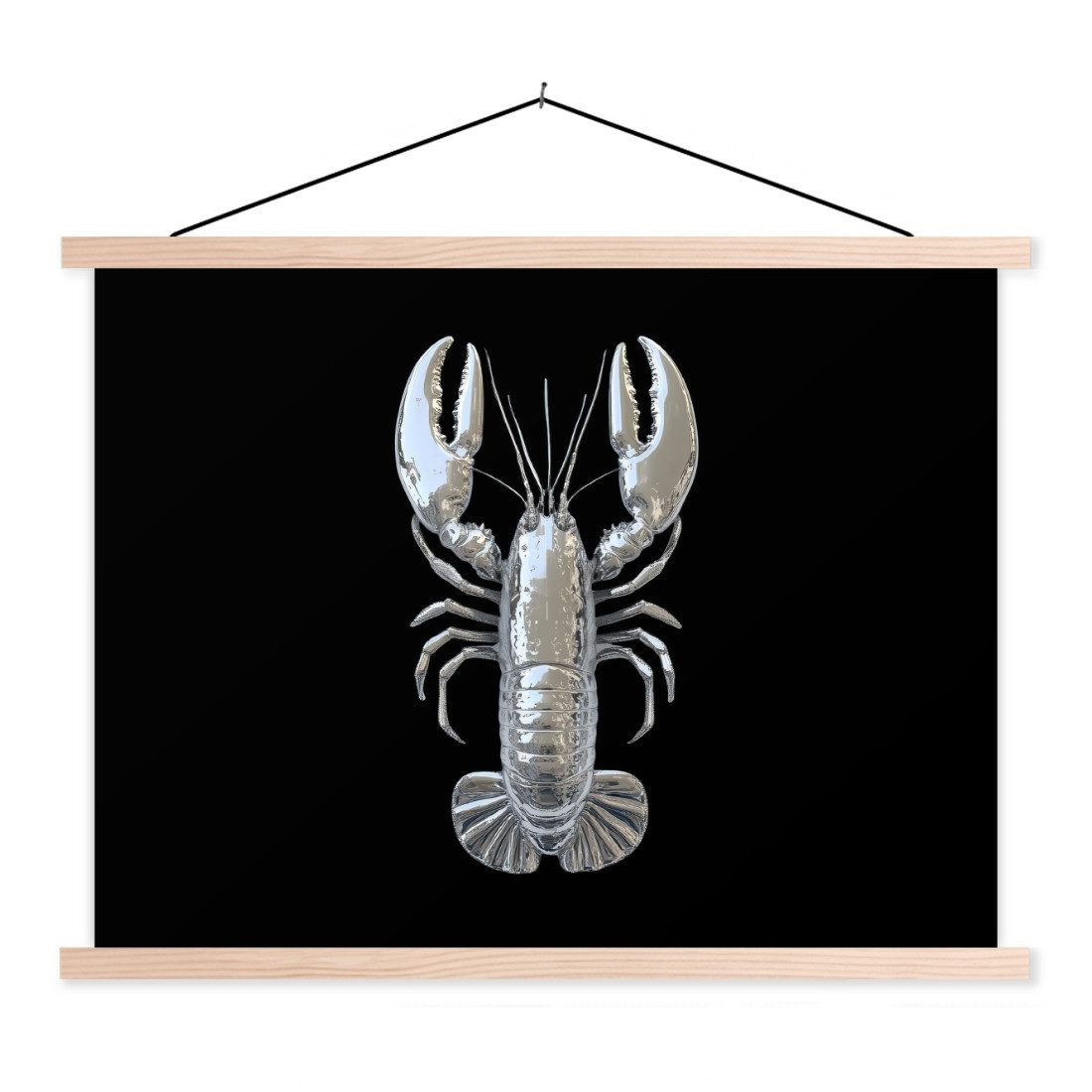 MuchoWow Poster Hummer - Silber - Metallisch - Luxus, (1 St), Posterleiste, Textilposter für Wohnzimmer, Bilderleiste, 40x30 cm