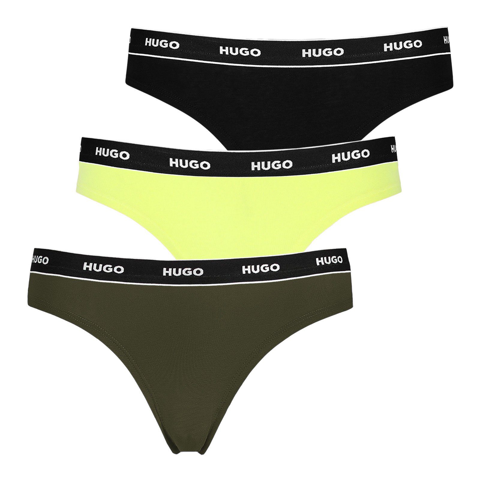 HUGO String Cotton Stretch (3-St) mit Logobund 976 black / sun / oliv