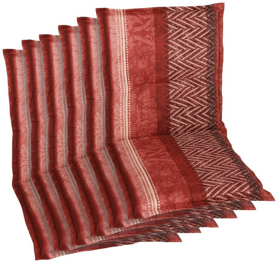 GO-DE Sesselauflage, (Set, 6 St), 110x50 cm, Bequeme Polsterauflage für  Gartenstühle mit niedriger Rückenlehne