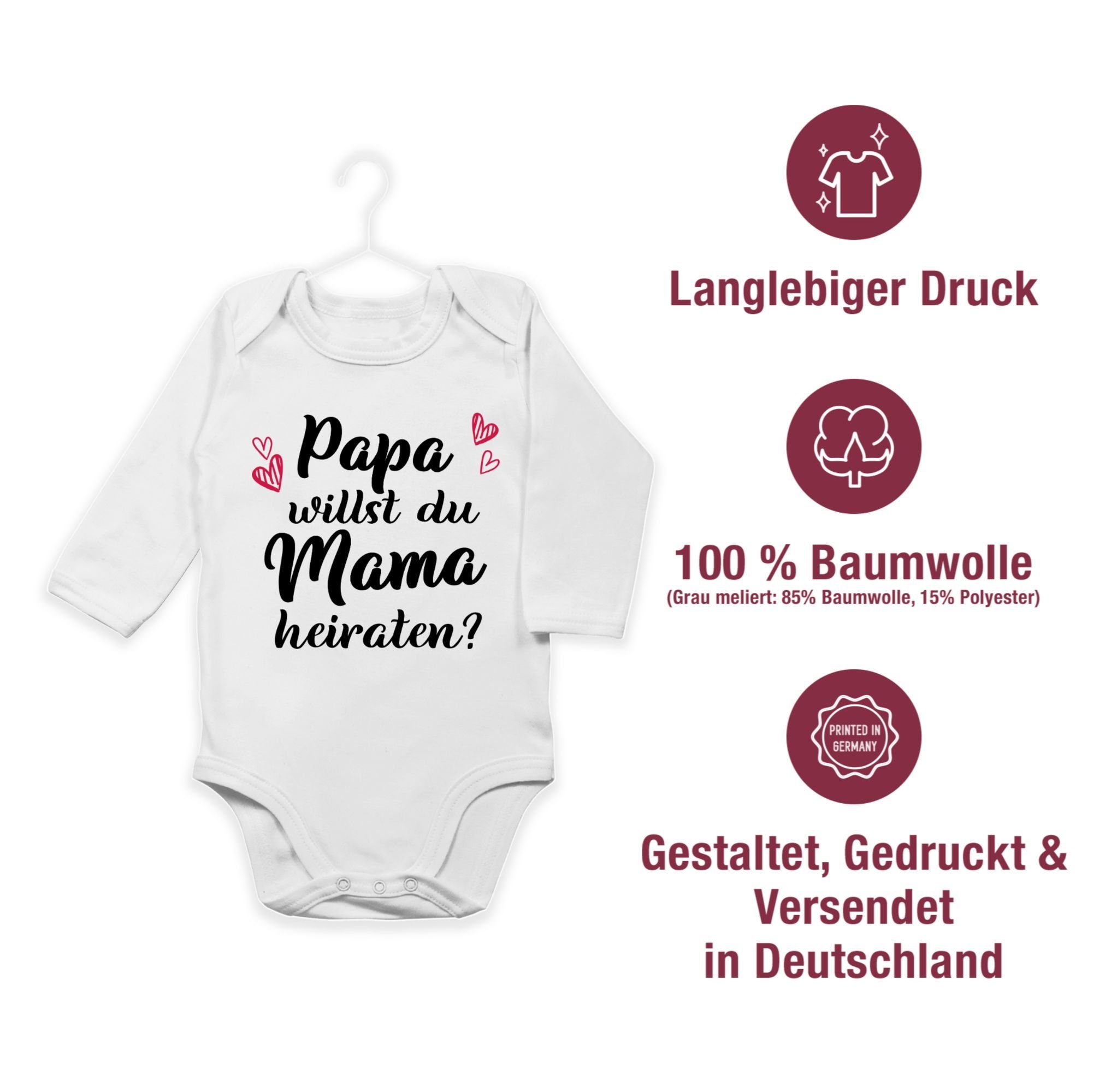 - Shirtbody Neugeborenen Heiratsantrag Papa heiraten du Shirtracer willst Du 1 Willst - me Weiß Mama Baby Hochzeit