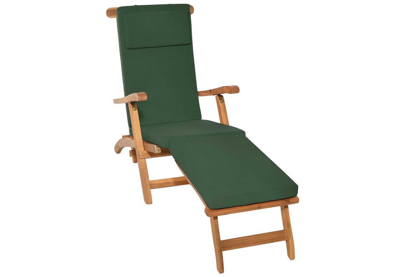 Beautissu Polsterauflage Luxus Deckchair Auflage LoftLux DC, 175x45x5cm, Grün, Polsterauflage für Liegestuhl Gartenliege Polster Bezug Abnehmbar