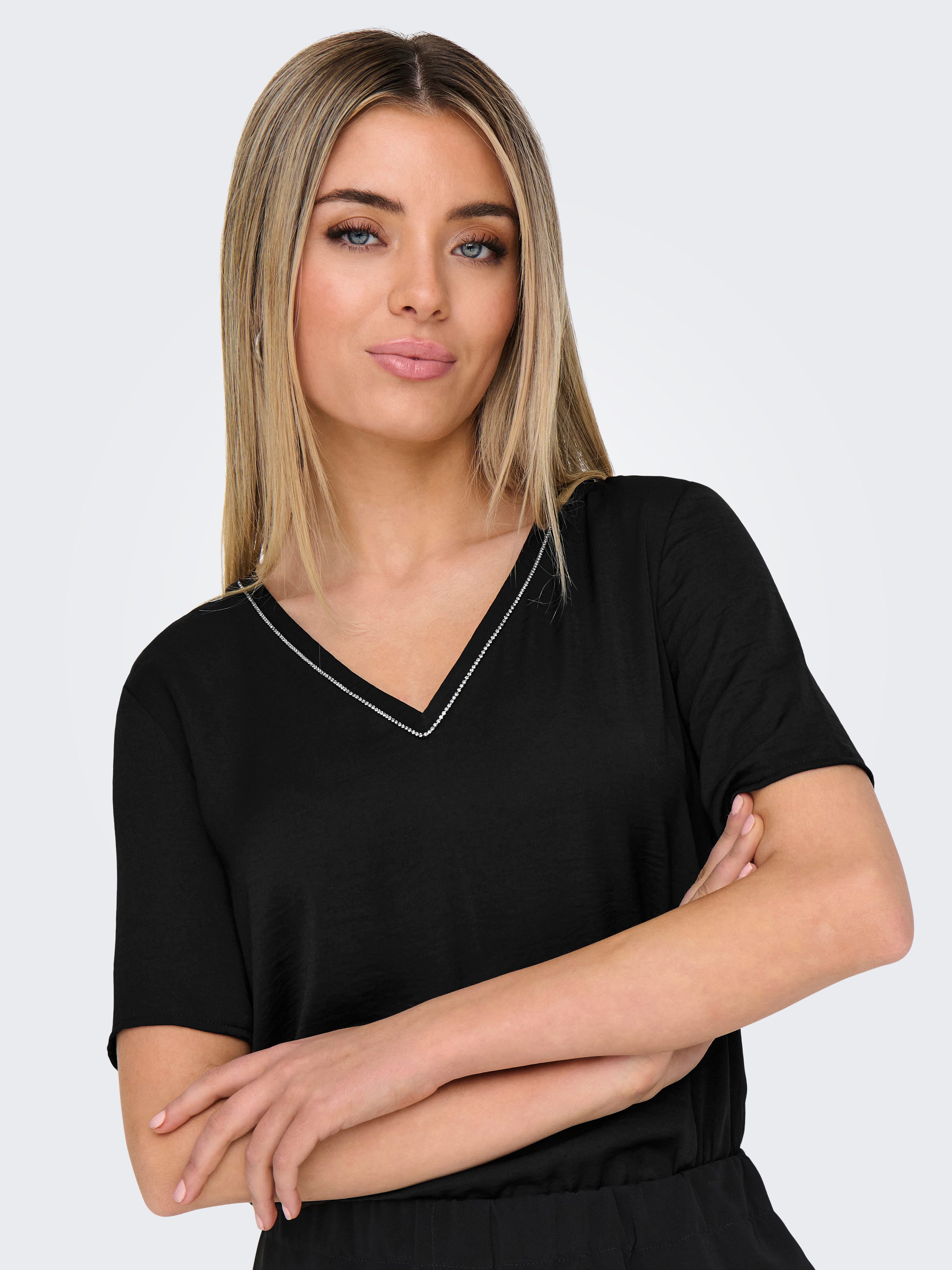 ONLY V-Shirt ONLAVA LIFE S/S CHAIN V-NECK TOP JRS