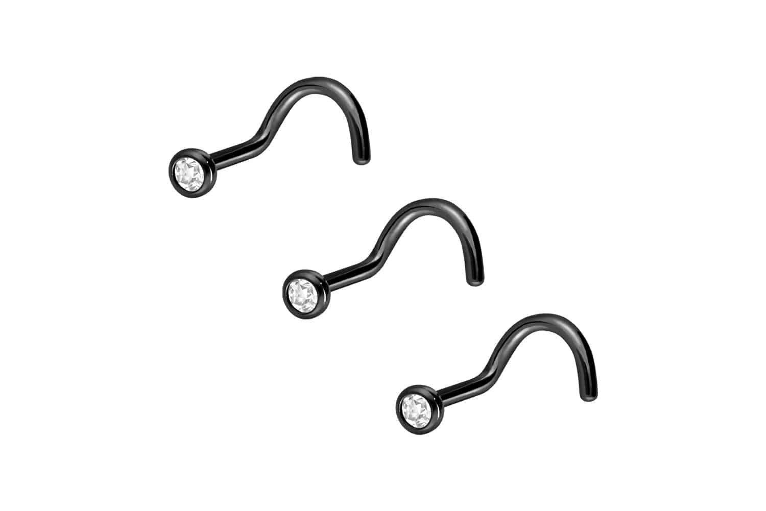 Nasenpiercing 3er Set Chirurgenstahl Nasenstecker Spirale KRISTALL
